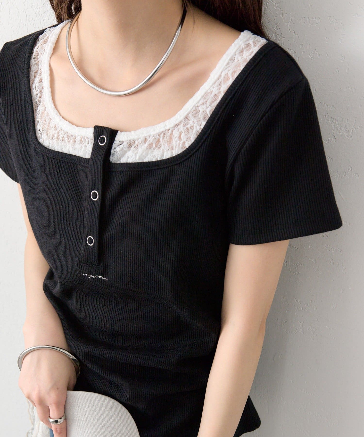 mystic(ミスティック) スクエアネックヘンリーTシャツ