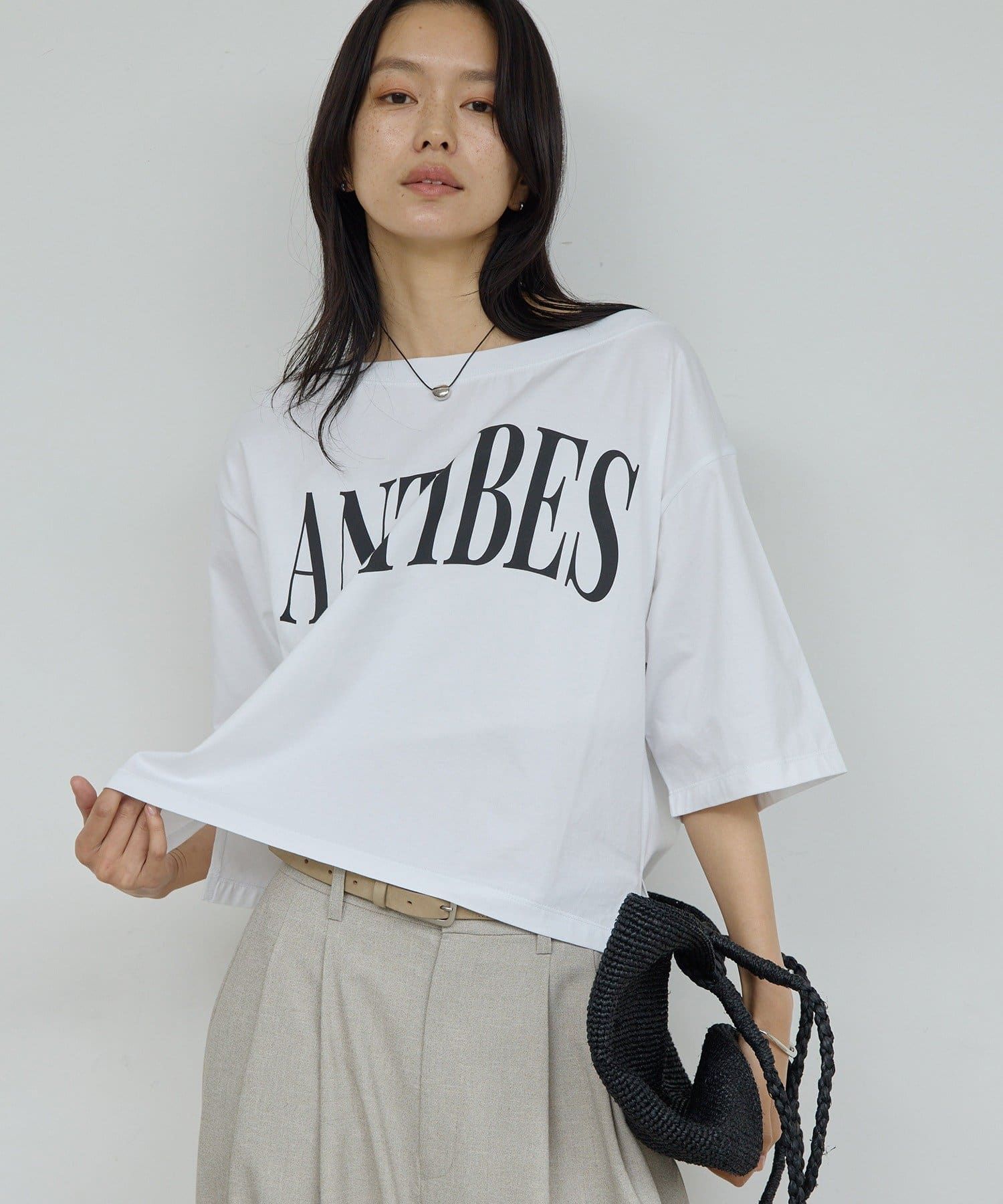 GALLARDAGALANTE(ガリャルダガランテ) オフショルロゴカットソー