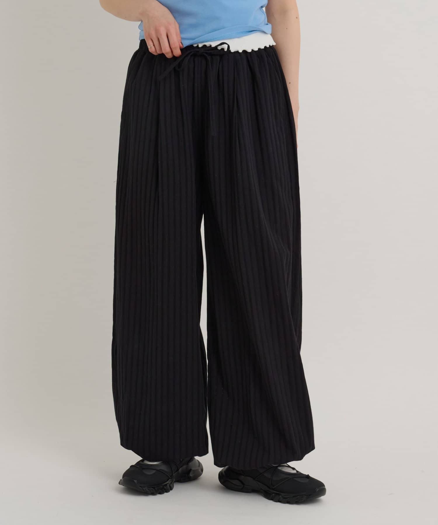 w closet(ダブルクローゼット) 【セットアップ対応/ドット/無地】ドロストトパンツ