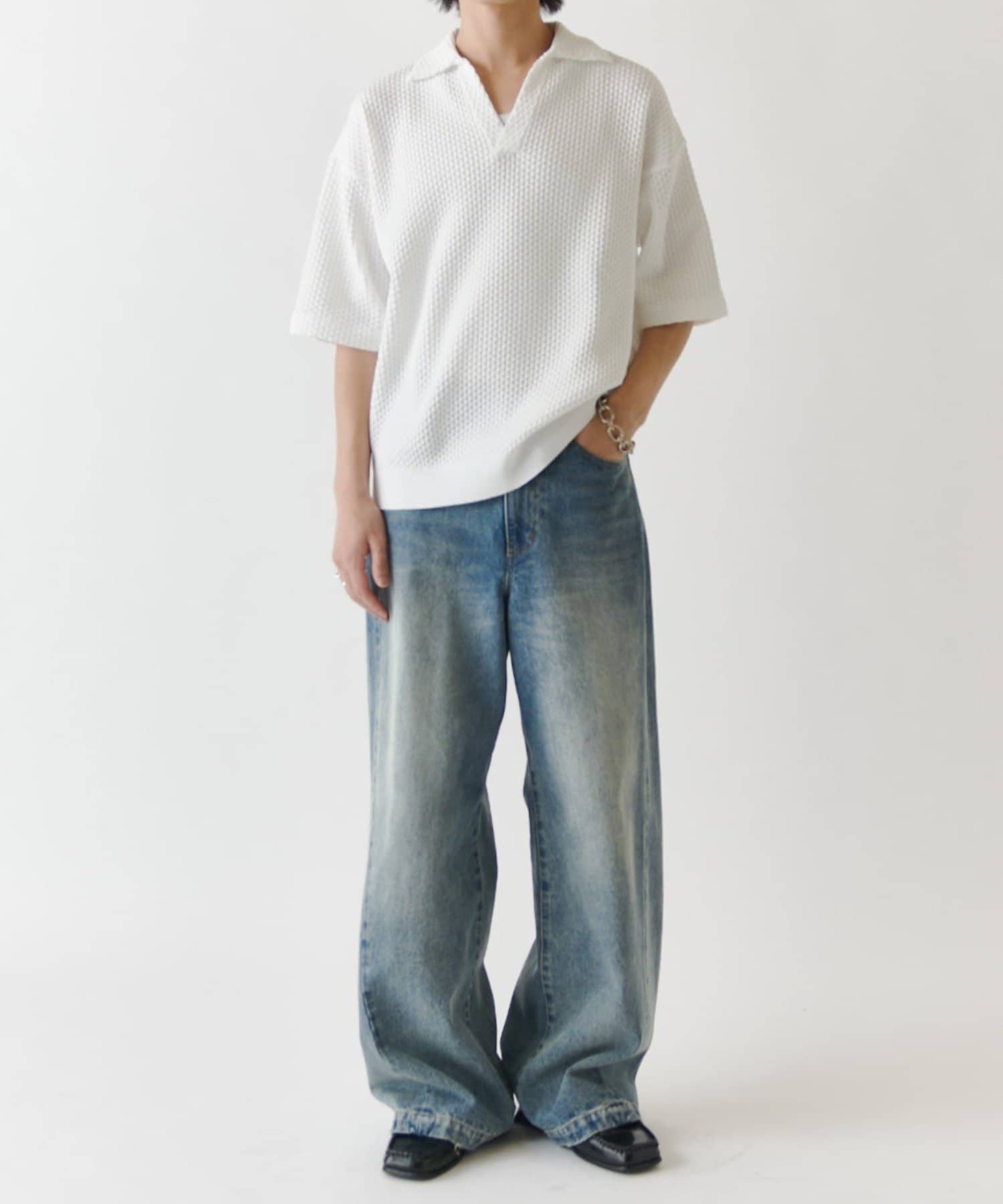 Lui's(ルイス) ワッフルショートスリーブスキッパーポロ