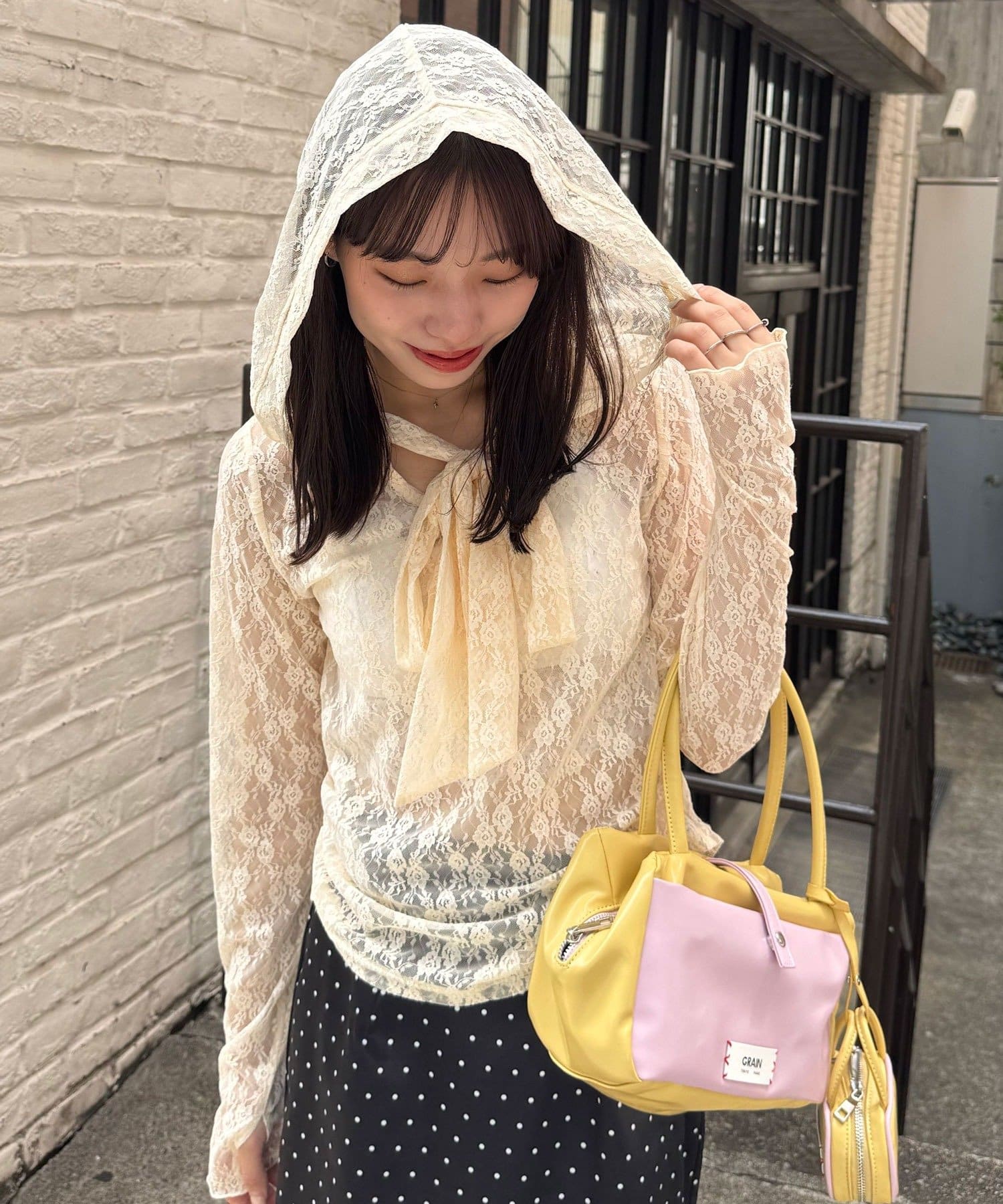 CIAOPANIC(チャオパニック) BIGリボンレースフードトップス