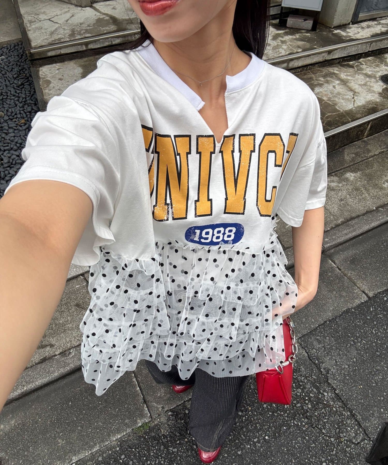 CIAOPANIC(チャオパニック) ドットチュールドッキングカレッジロゴTee