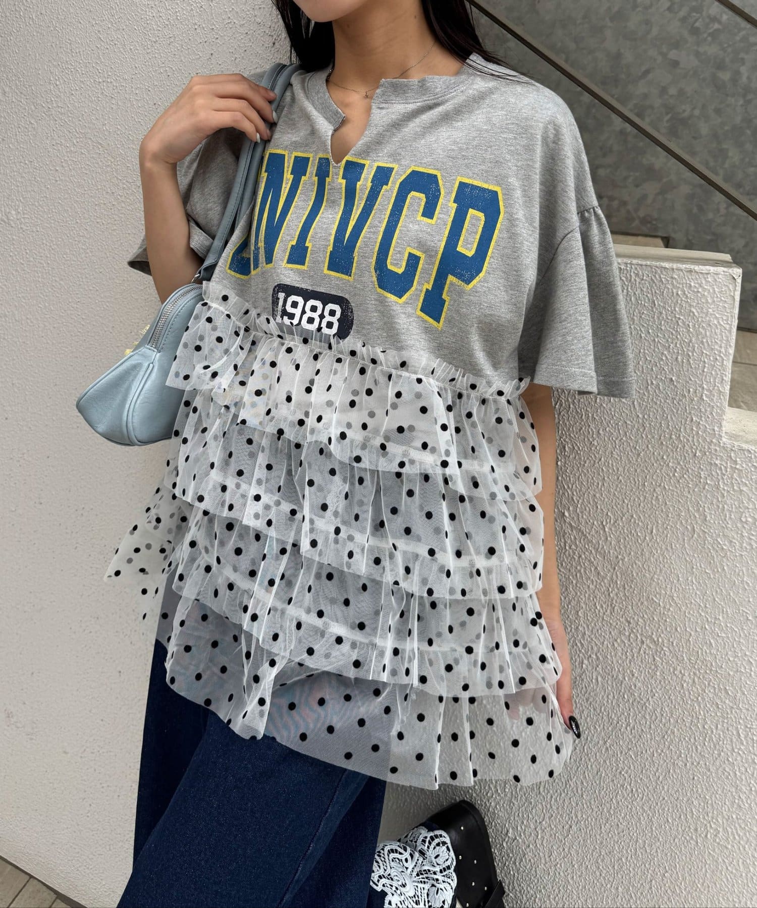 CIAOPANIC(チャオパニック) ドットチュールドッキングカレッジロゴTee