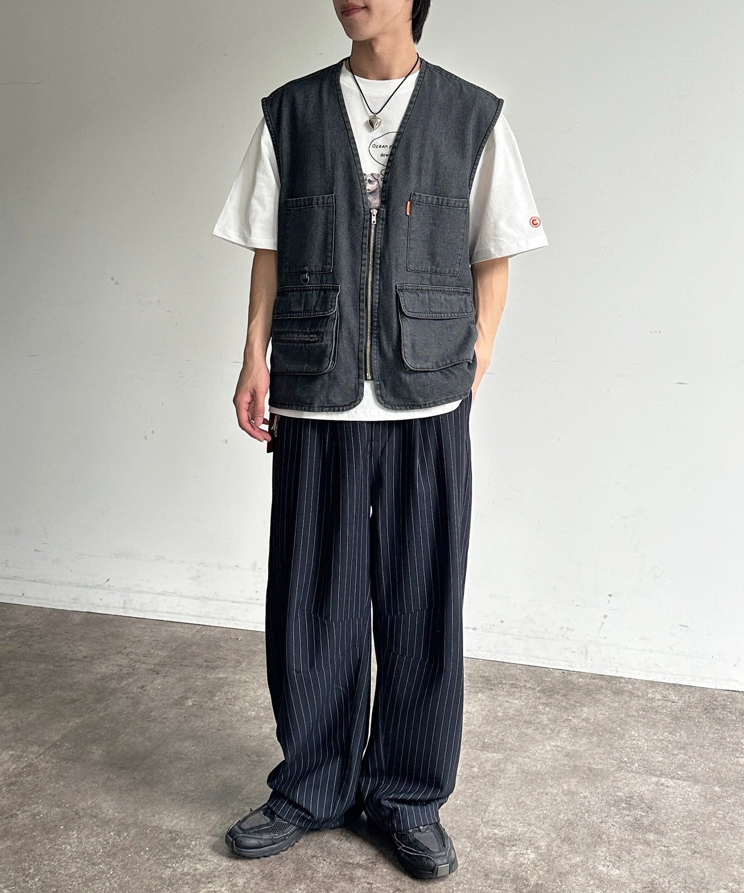 CPCM(シーピーシーエム) レーヨン混デニムフィッシングベスト