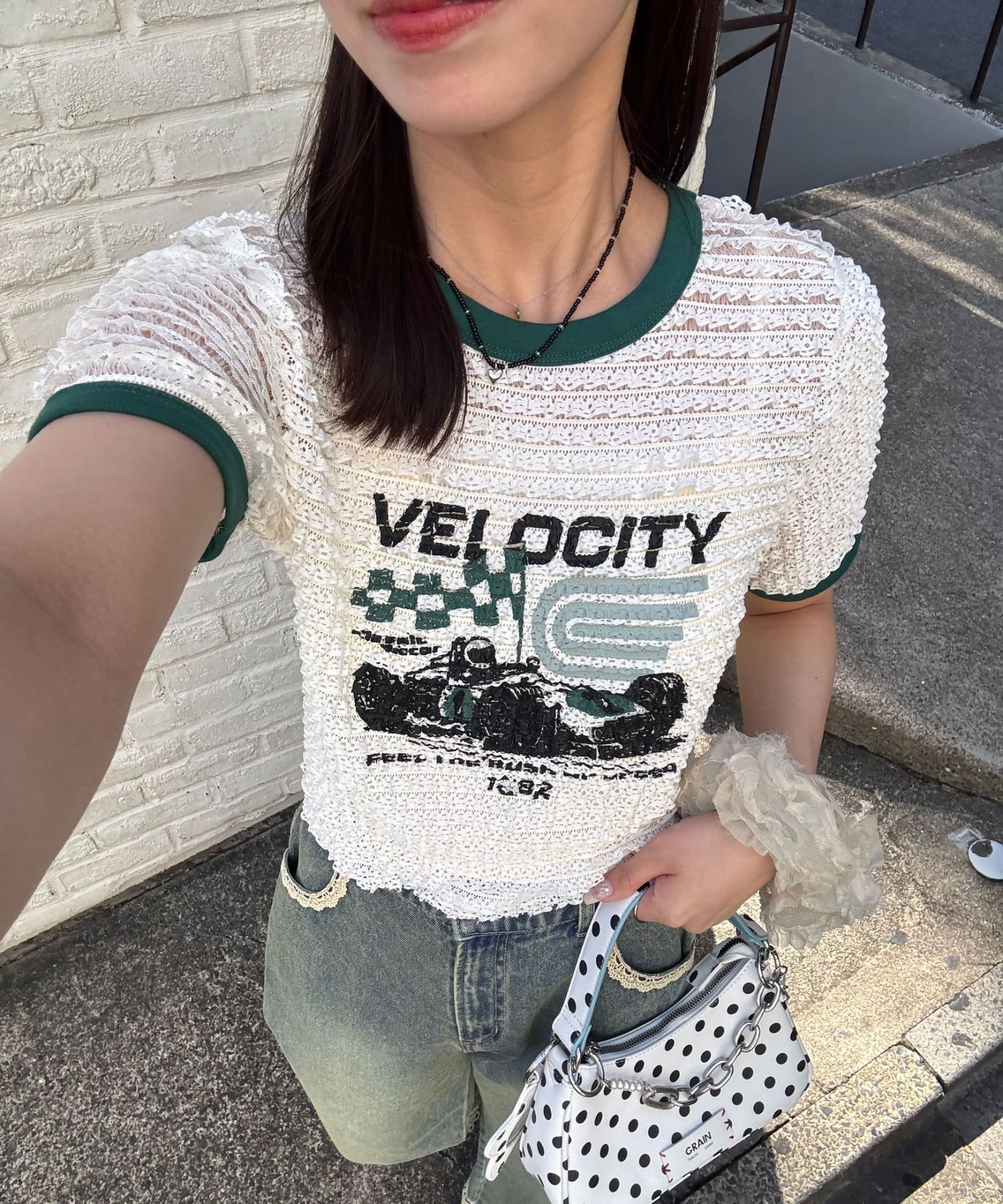 CIAOPANIC(チャオパニック) モーターロゴフリルリンガーTee