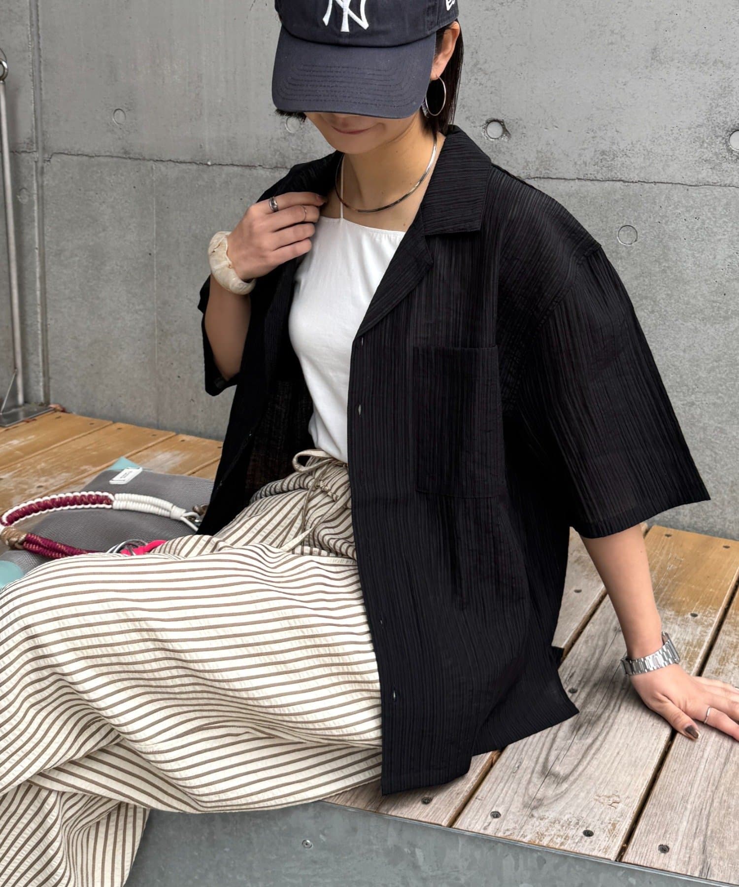 CIAOPANIC TYPY(チャオパニックティピー) 【UNISEX】シアーオープンカラーシャツ