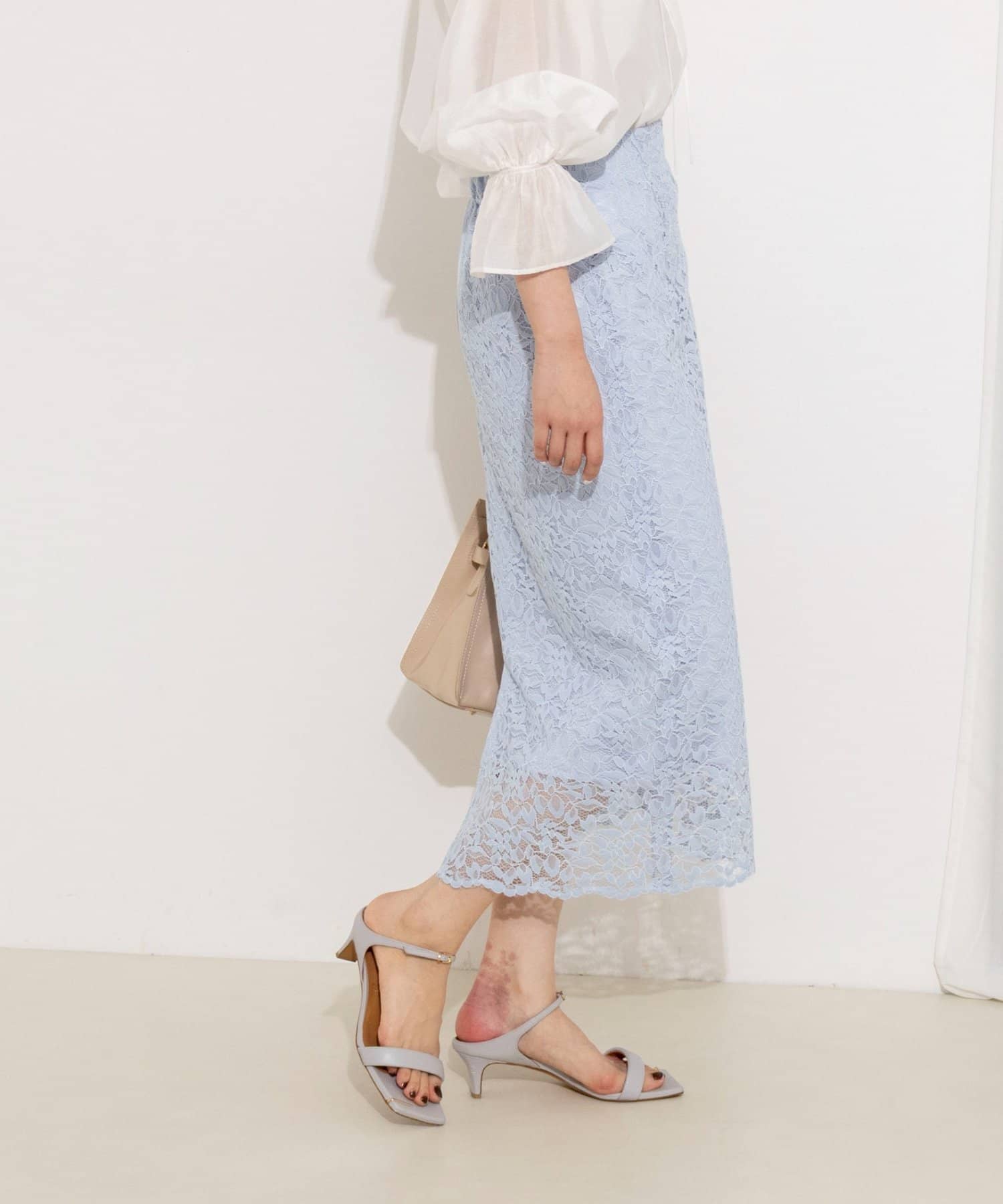 NOLLEY'S(ノーリーズ) ウォッシャブルコードレースタイトスカート