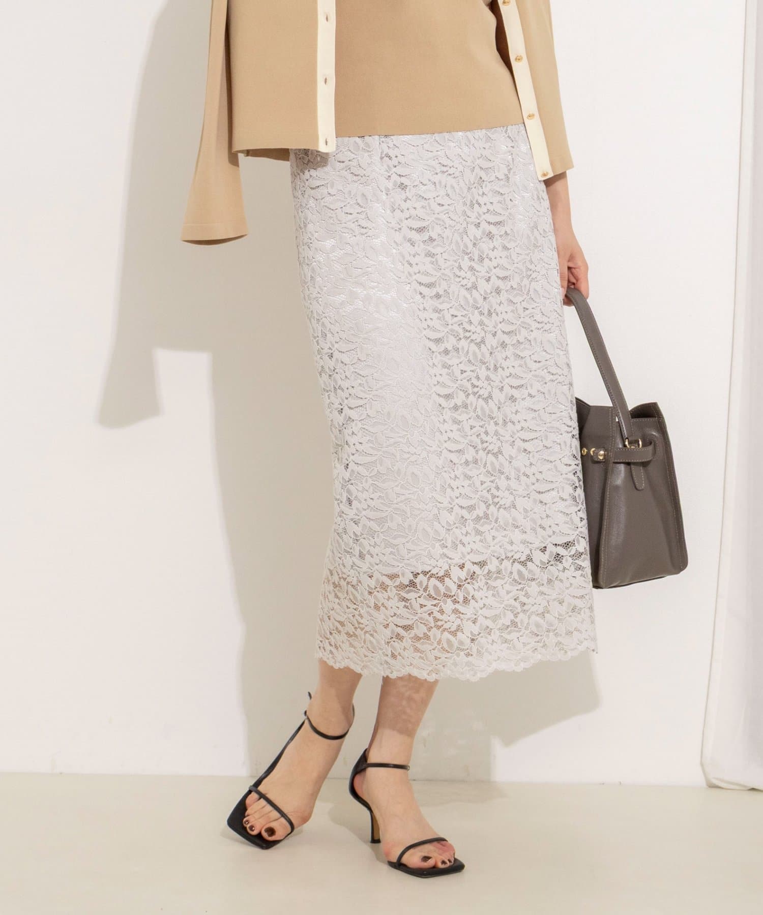 NOLLEY'S(ノーリーズ) ウォッシャブルコードレースタイトスカート