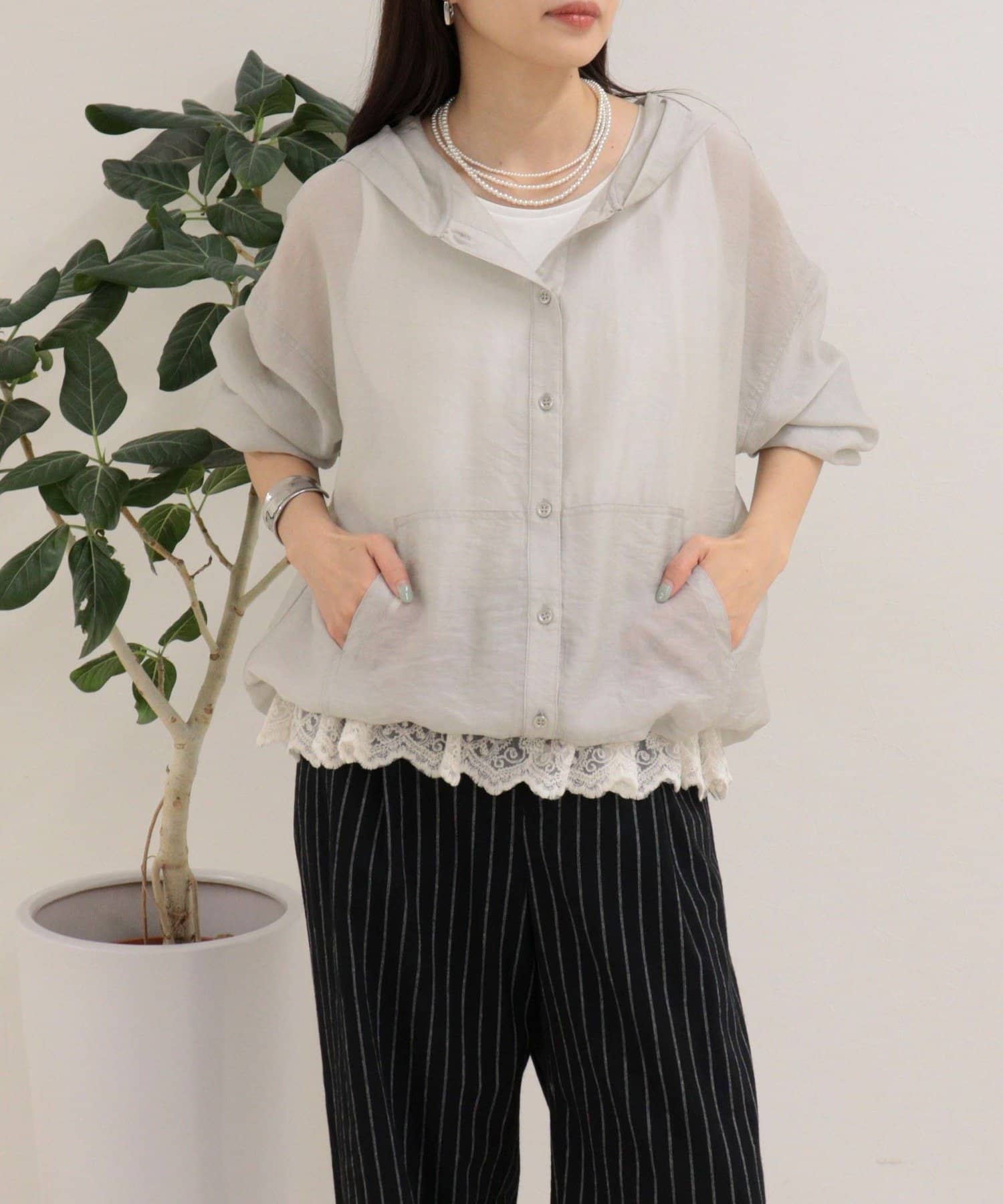 FREDY & GLOSTER(フレディ アンド グロスター) 【大人気リバイバル】シアーフーディシャツブルゾン