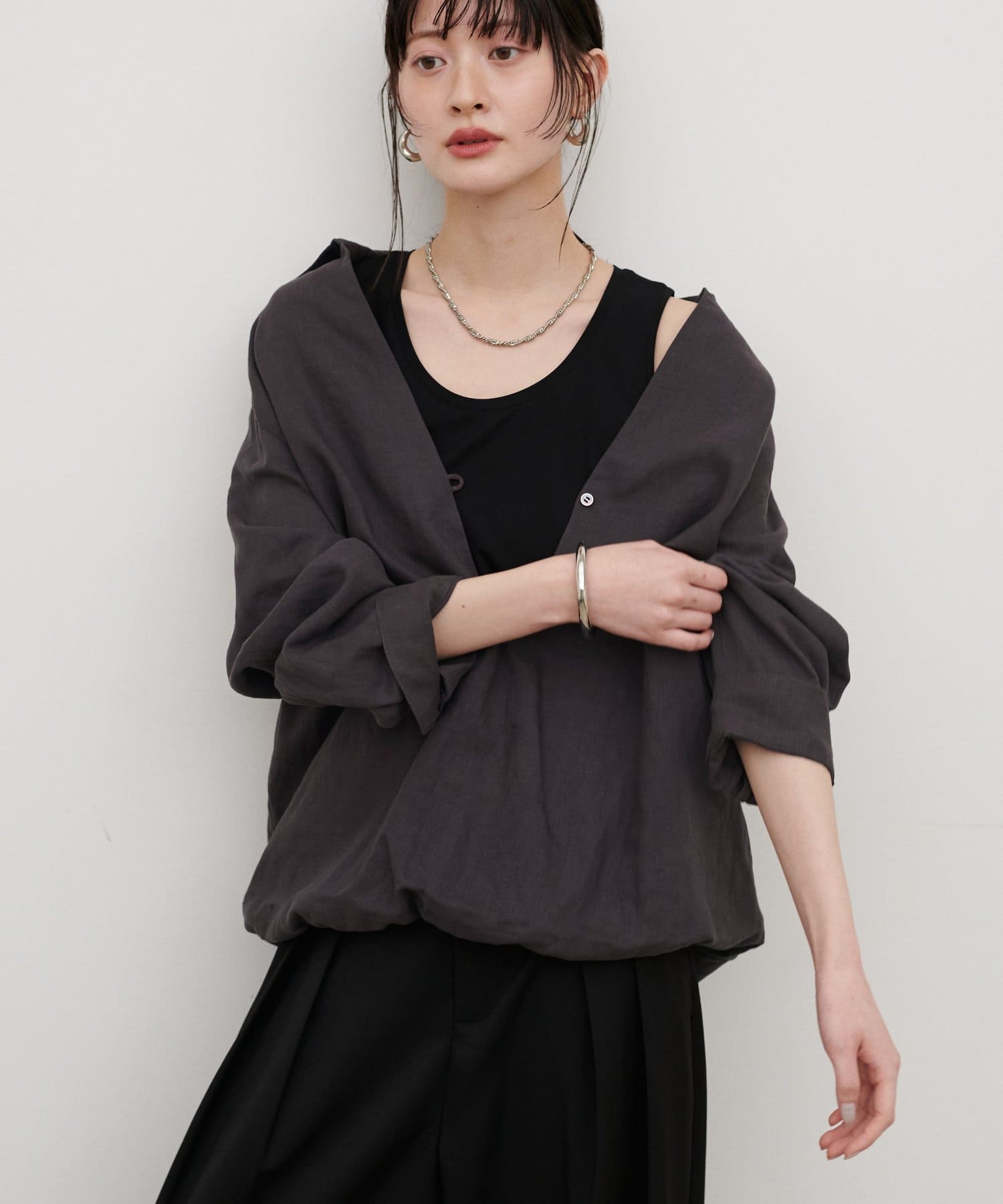 LARUTA(ラルータ) スキッパーシャツ重ね着ブラウス