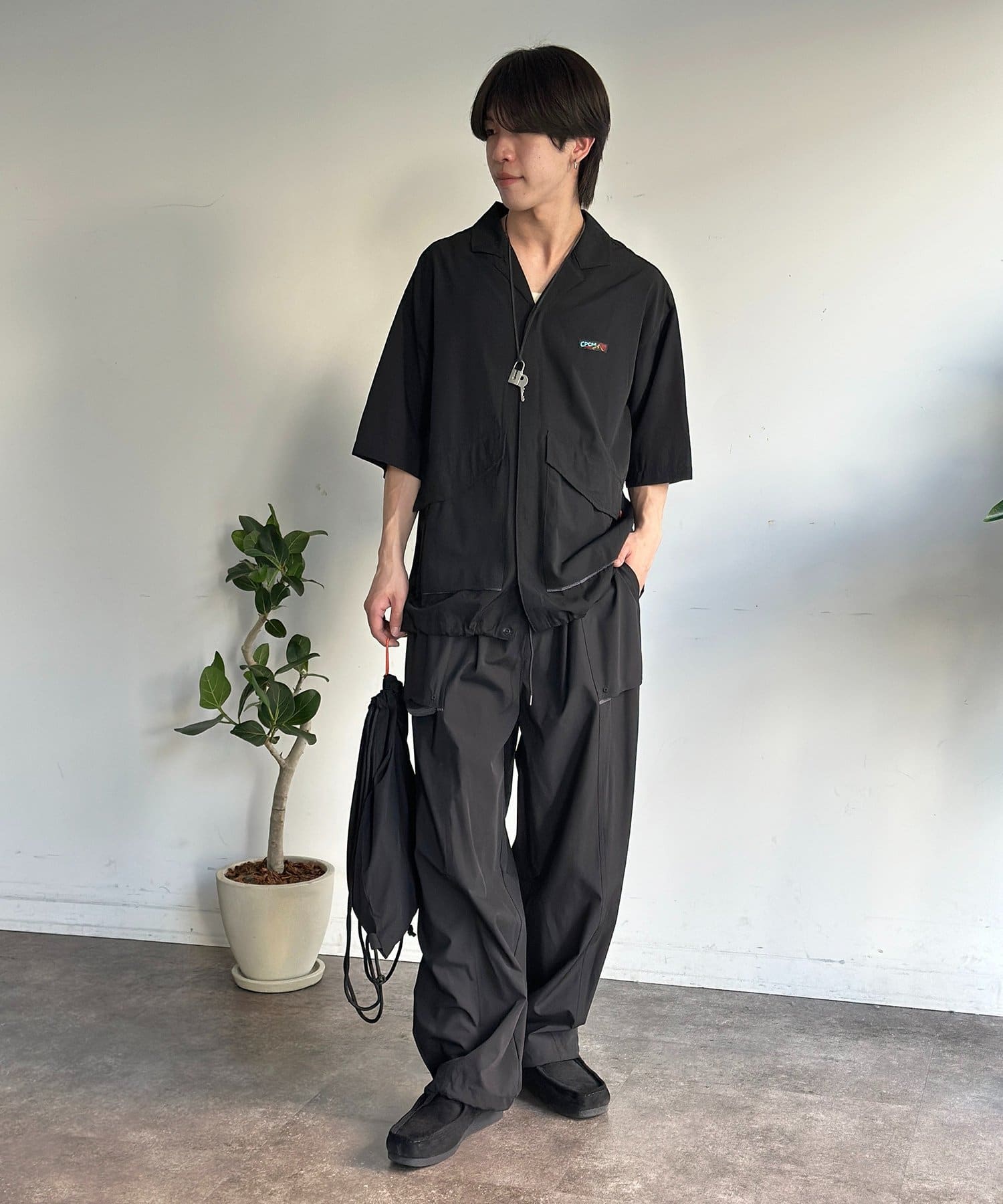 CPCM(シーピーシーエム) 【3点セット】ストレッチナイロンシャツセットアップ