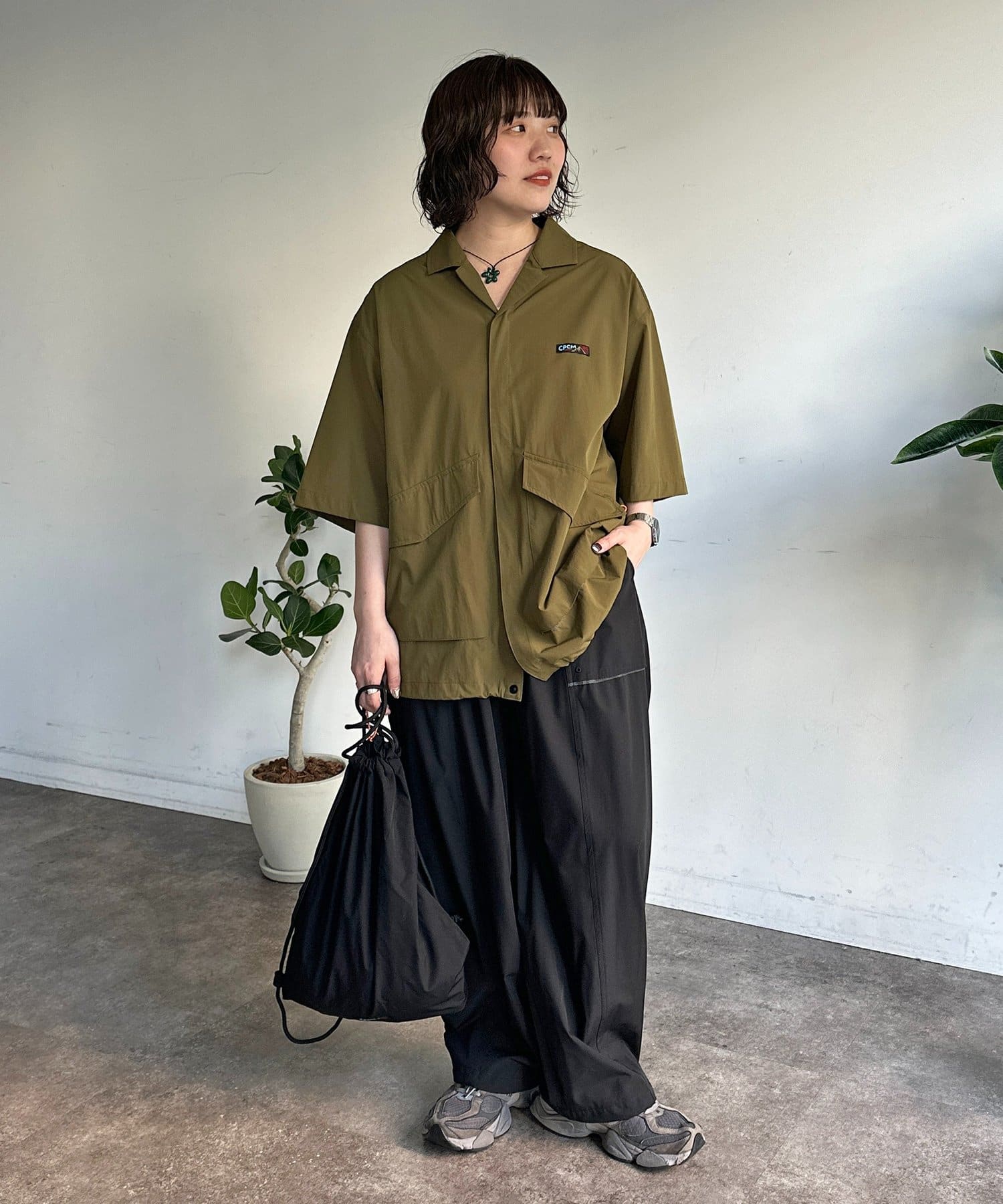 CPCM(シーピーシーエム) 【3点セット】ストレッチナイロンシャツセットアップ