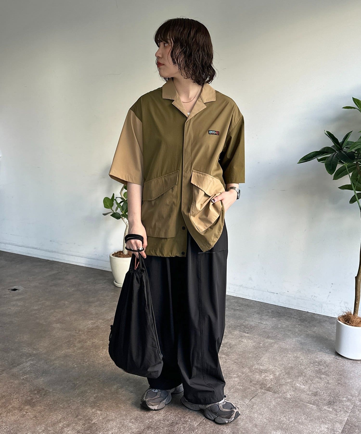 CPCM(シーピーシーエム) 【3点セット】ストレッチナイロンシャツセットアップ