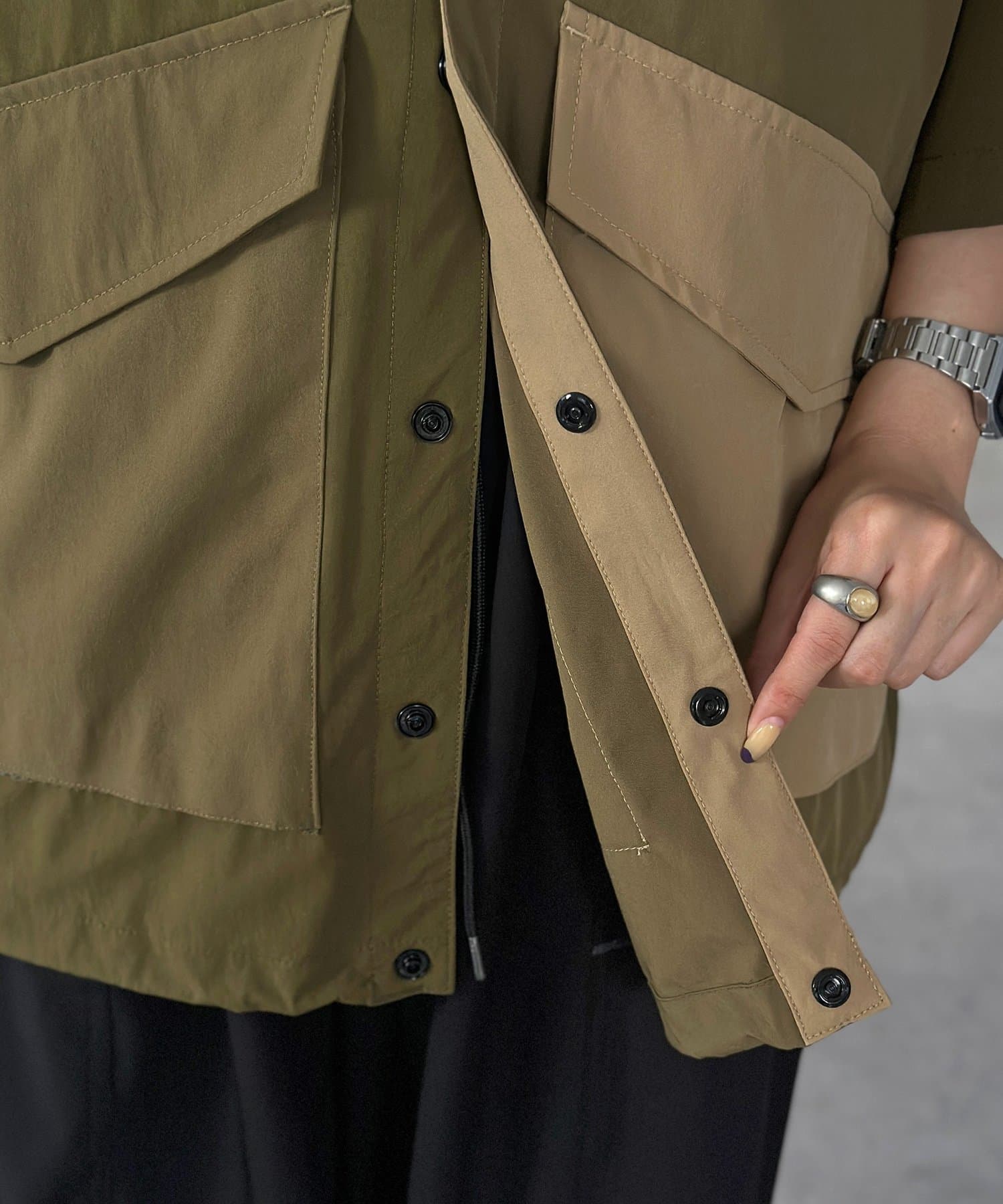 CPCM(シーピーシーエム) 【3点セット】ストレッチナイロンシャツセットアップ