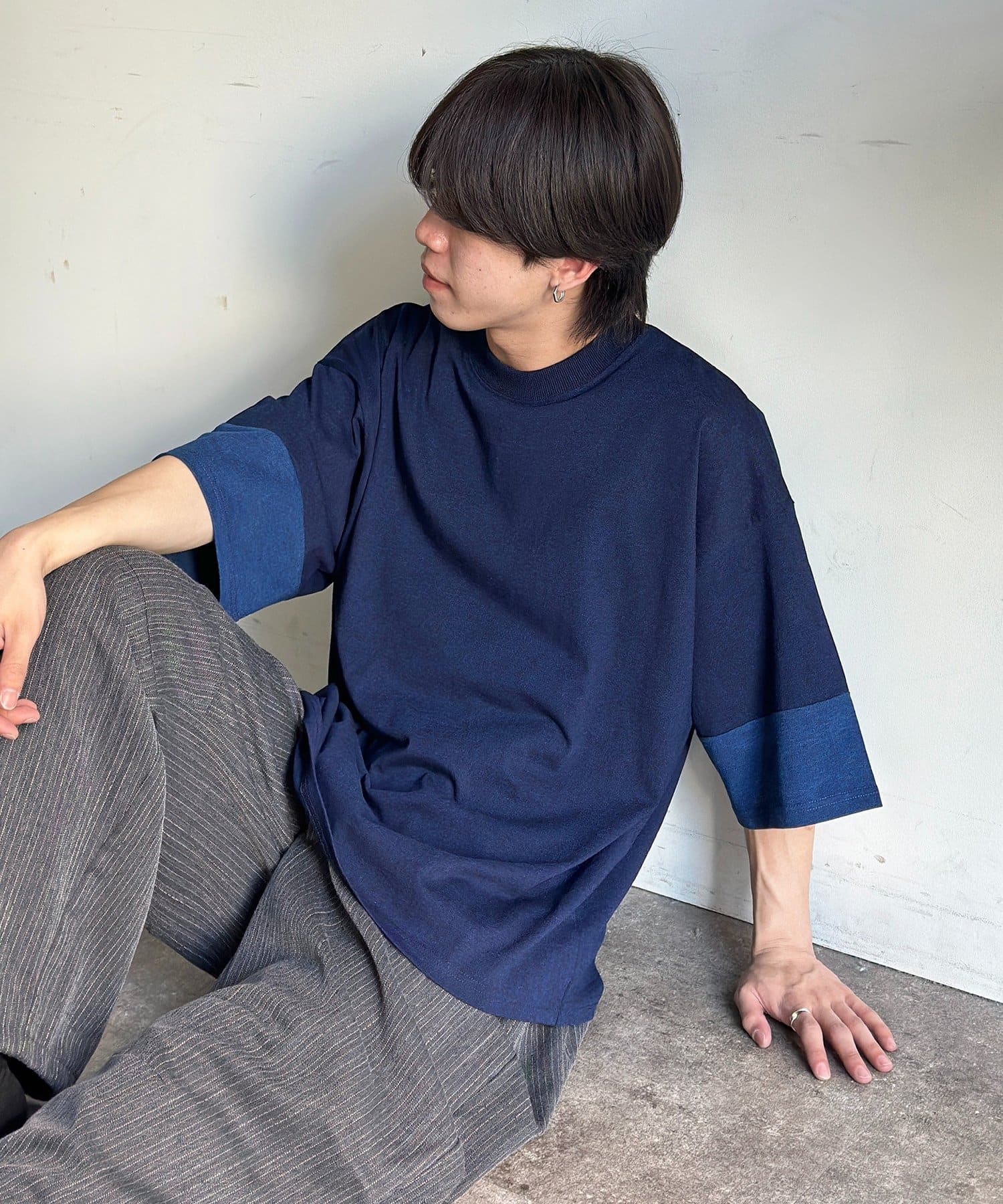 CPCM(シーピーシーエム) カットデニム袖配色T