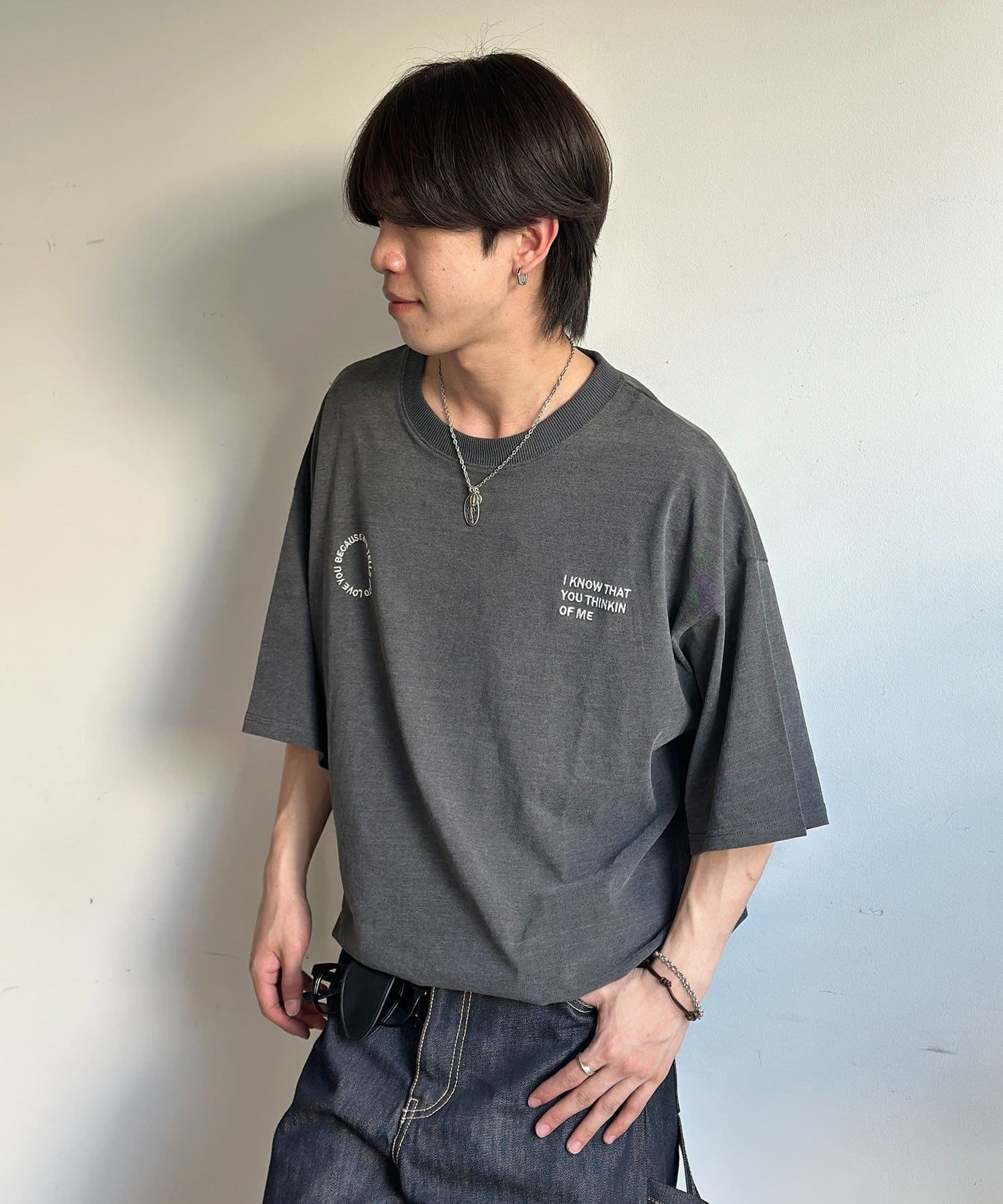 CPCM(シーピーシーエム) カットデニム胸刺繍T