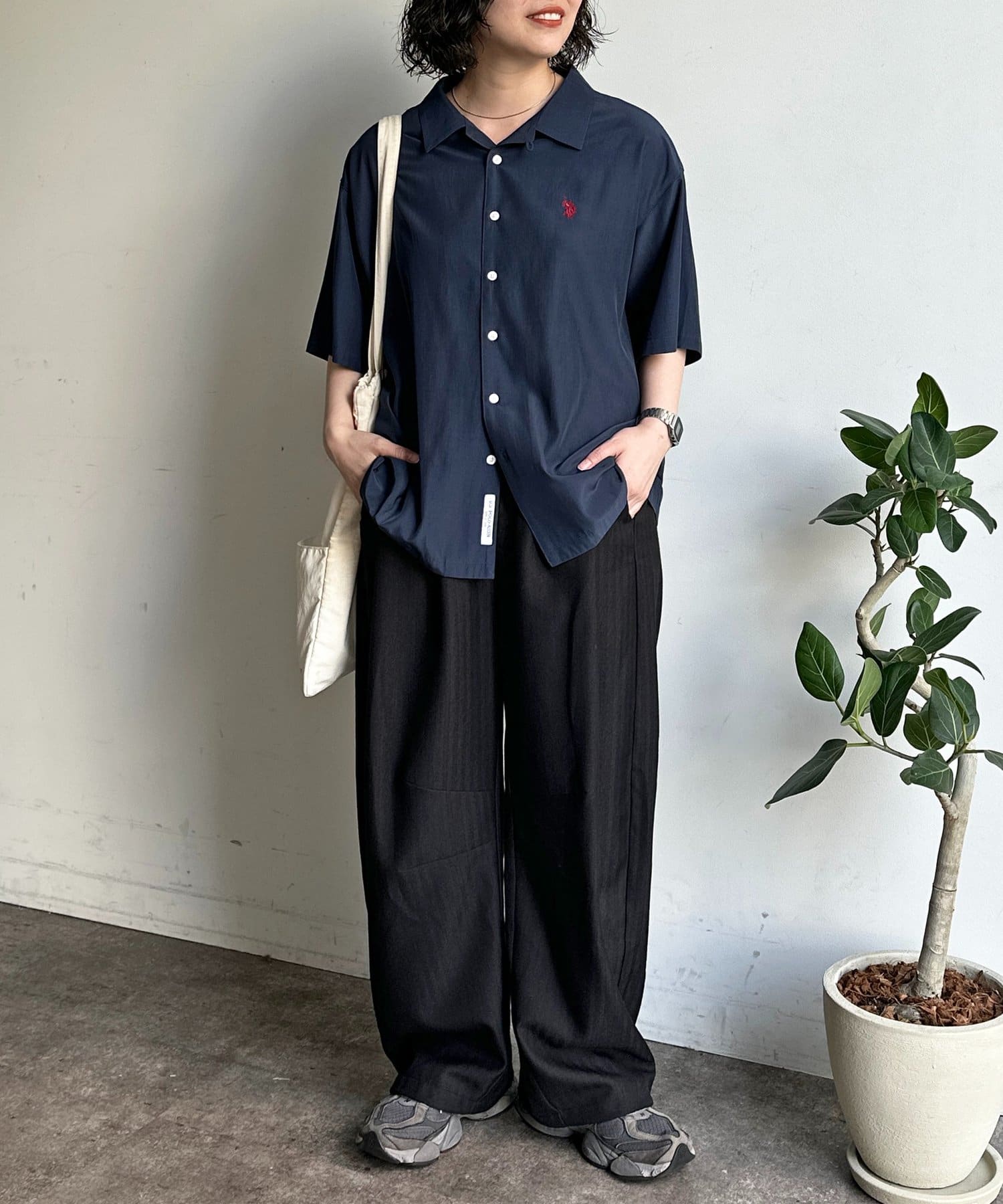 CPCM(シーピーシーエム) 【U.S. POLO ASSN.】フェイクシルクタッチ開襟シャツ