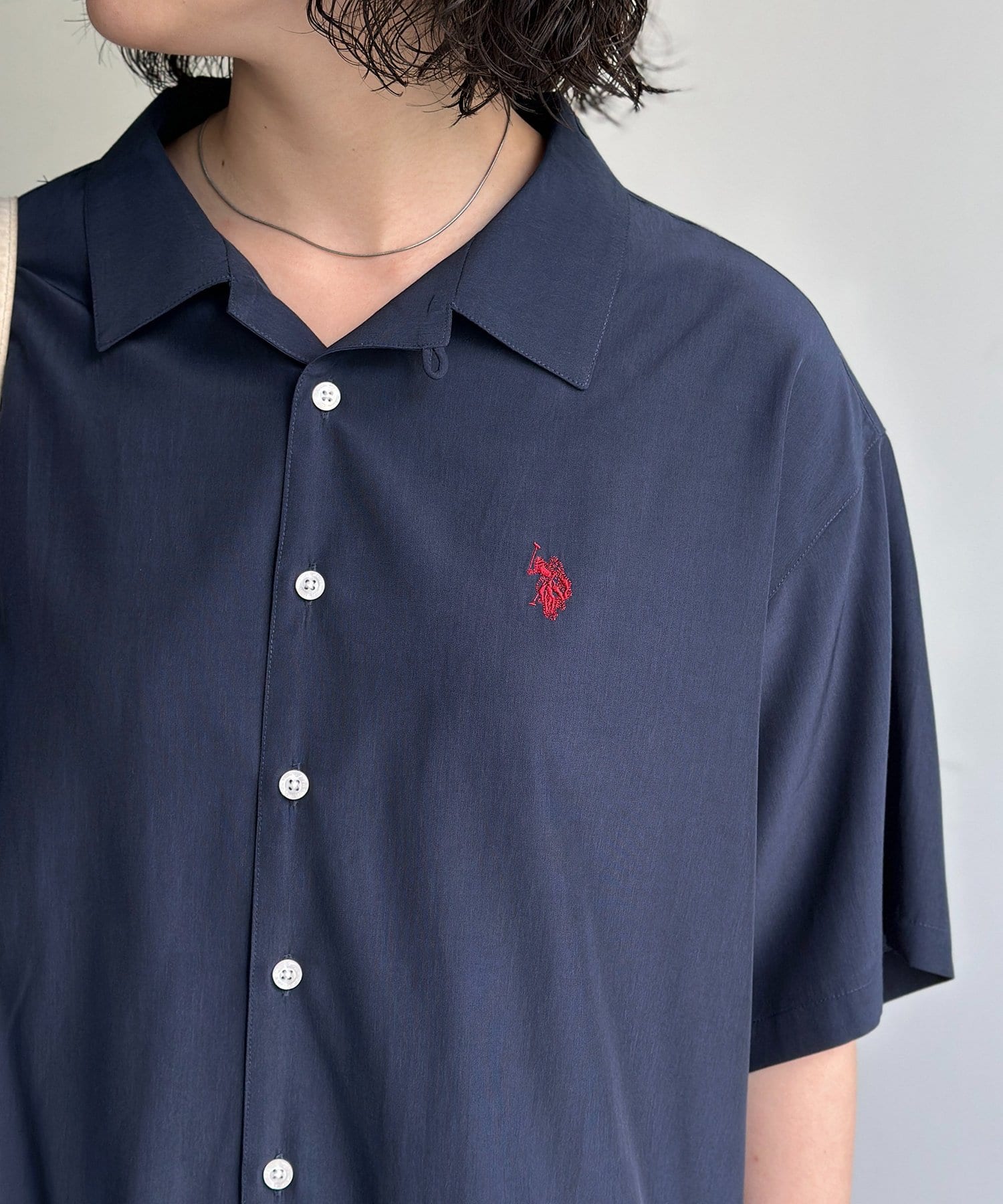 CPCM(シーピーシーエム) 【U.S. POLO ASSN.】フェイクシルクタッチ開襟シャツ