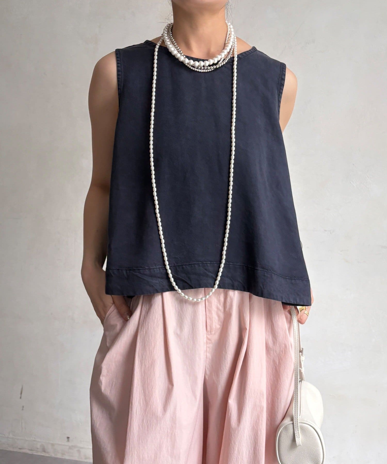 DOUDOU(ドゥドゥ) リヨセルバックフレアタンクブラウス