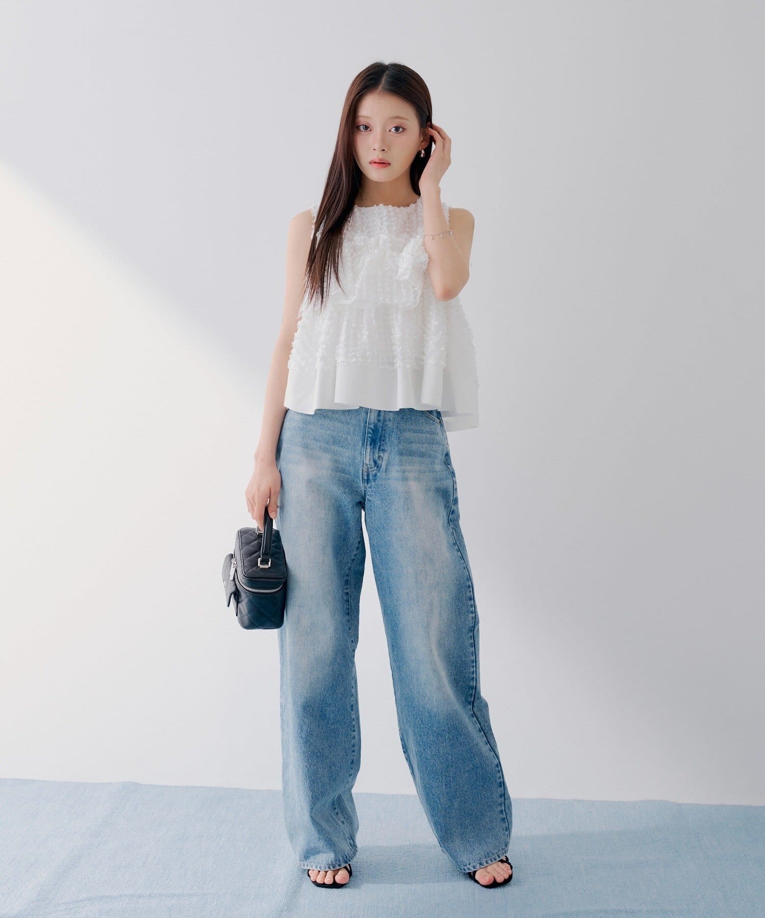 Chico(チコ) 【SALON by Chico】ハイウエストストレートワイドデニムパンツ