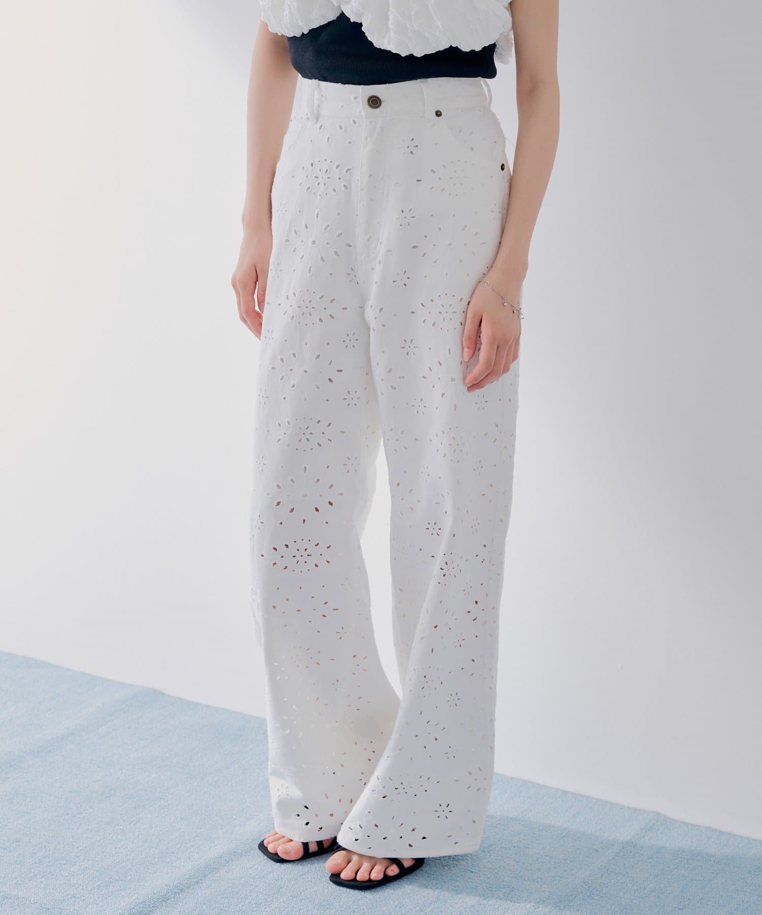 Chico(チコ) 【SALON by Chico】ハイウエストストレートワイドパンツ