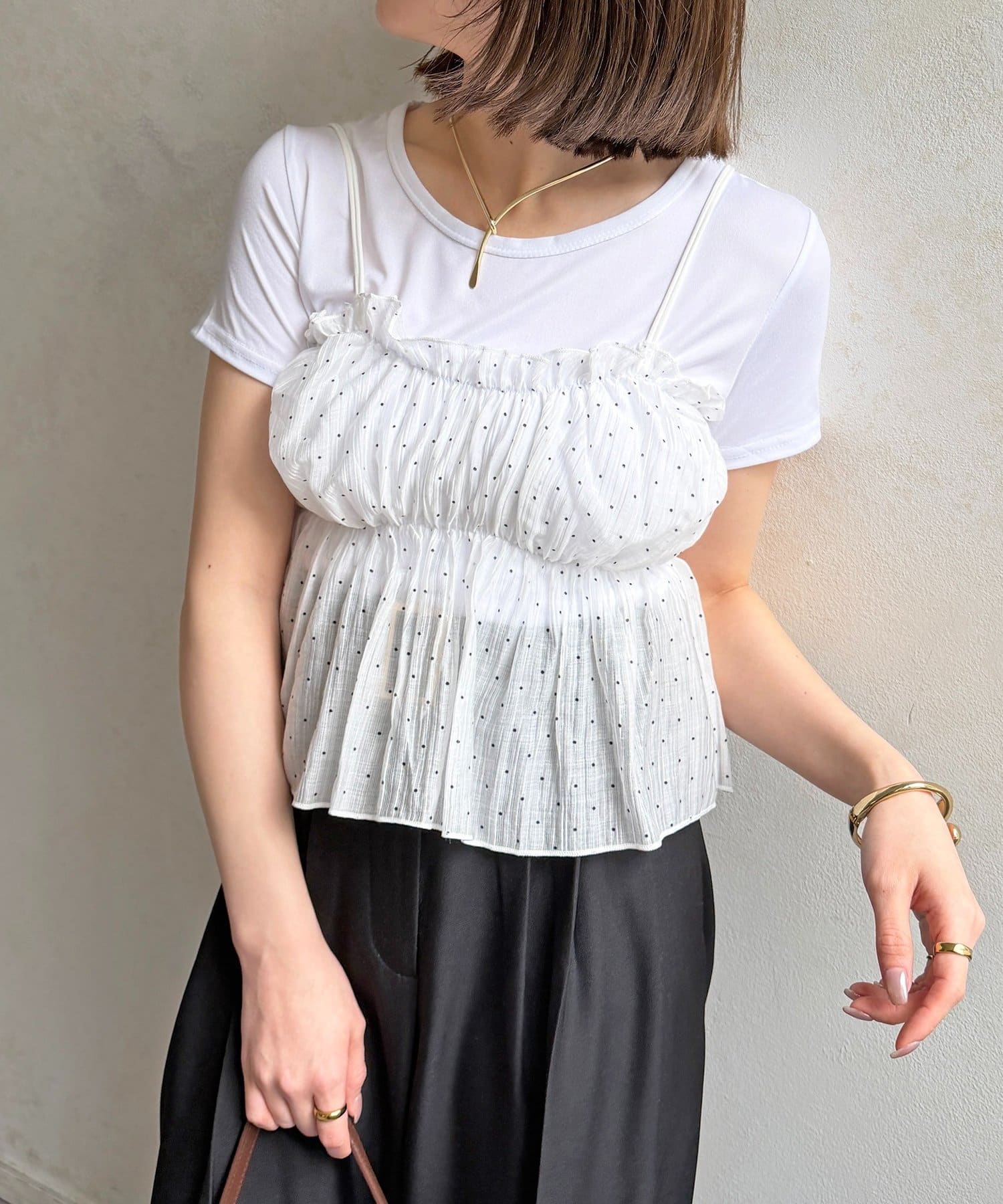 Thevon.(ゼヴォン) ドットビスチェセットTシャツ