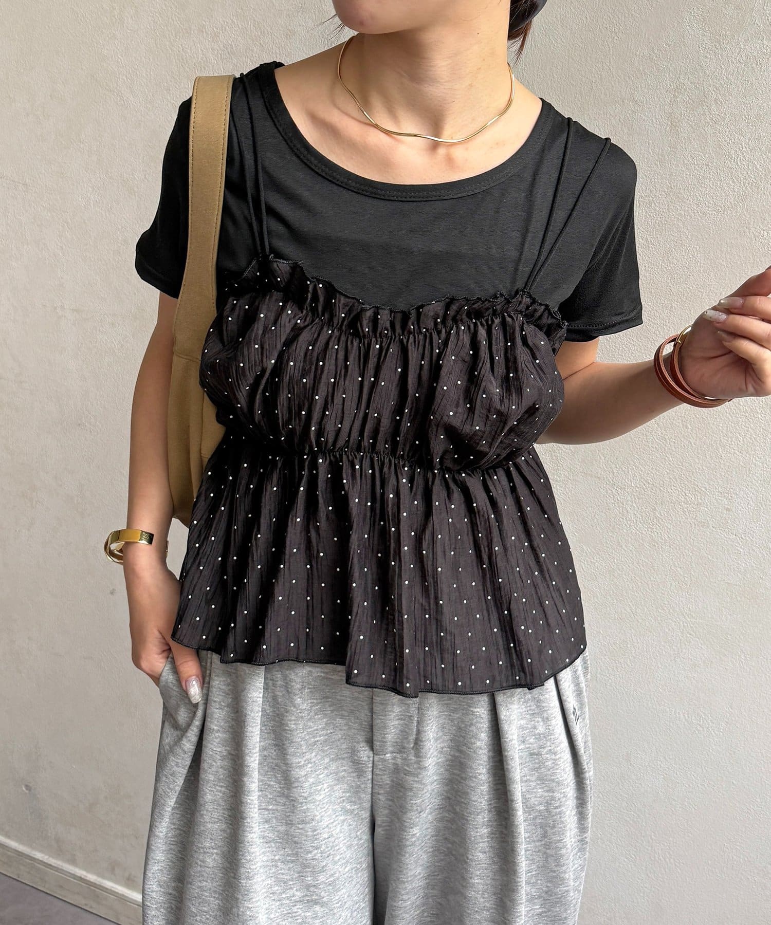 Thevon.(ゼヴォン) ドットビスチェセットTシャツ