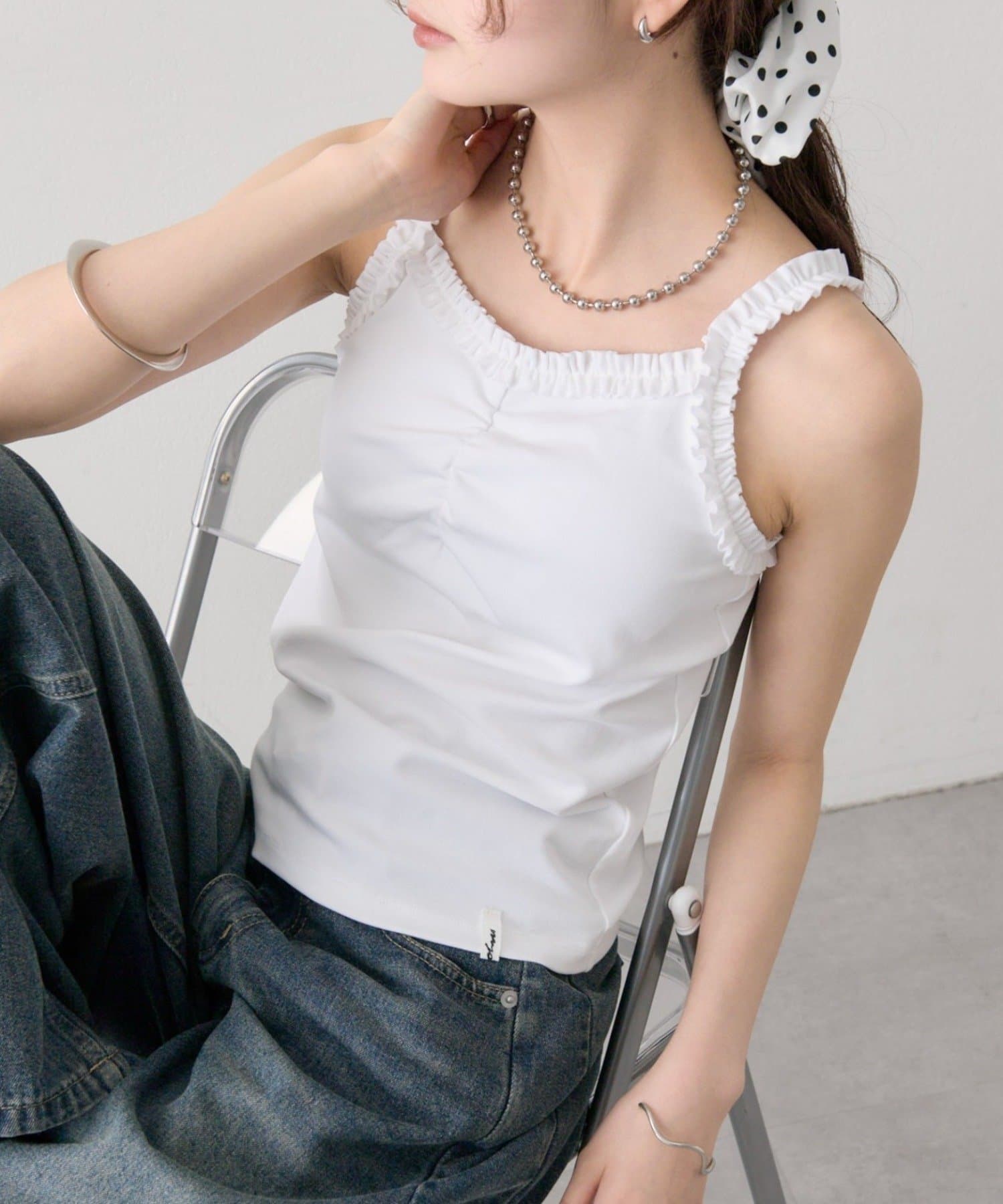 mystic(ミスティック) パット付きギャザーフリルキャミソール