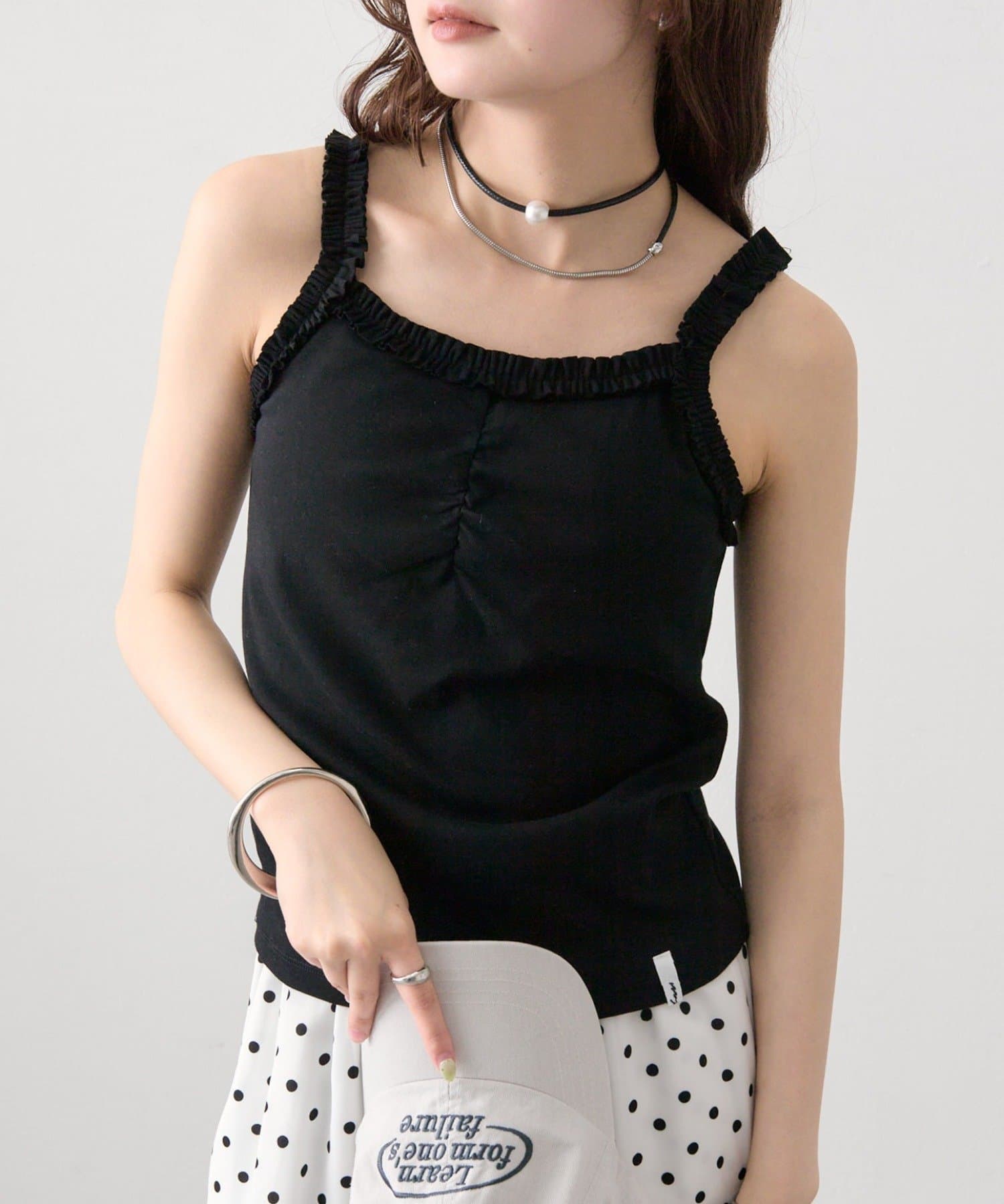 mystic(ミスティック) パット付きギャザーフリルキャミソール