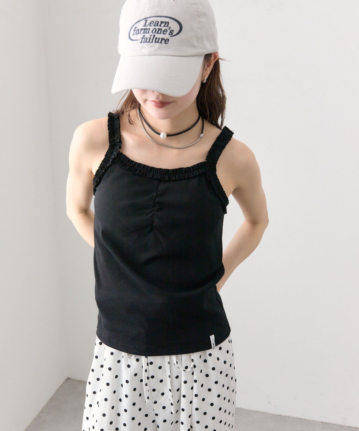 mystic(ミスティック) パット付きギャザーフリルキャミソール