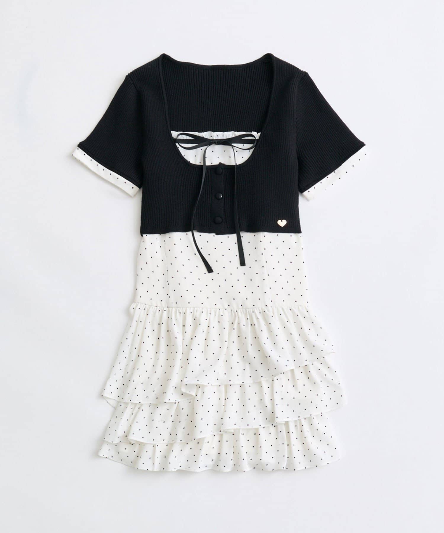 OLIVE des OLIVE(オリーブ デ オリーブ) 半袖カーデとミニワンピのセット