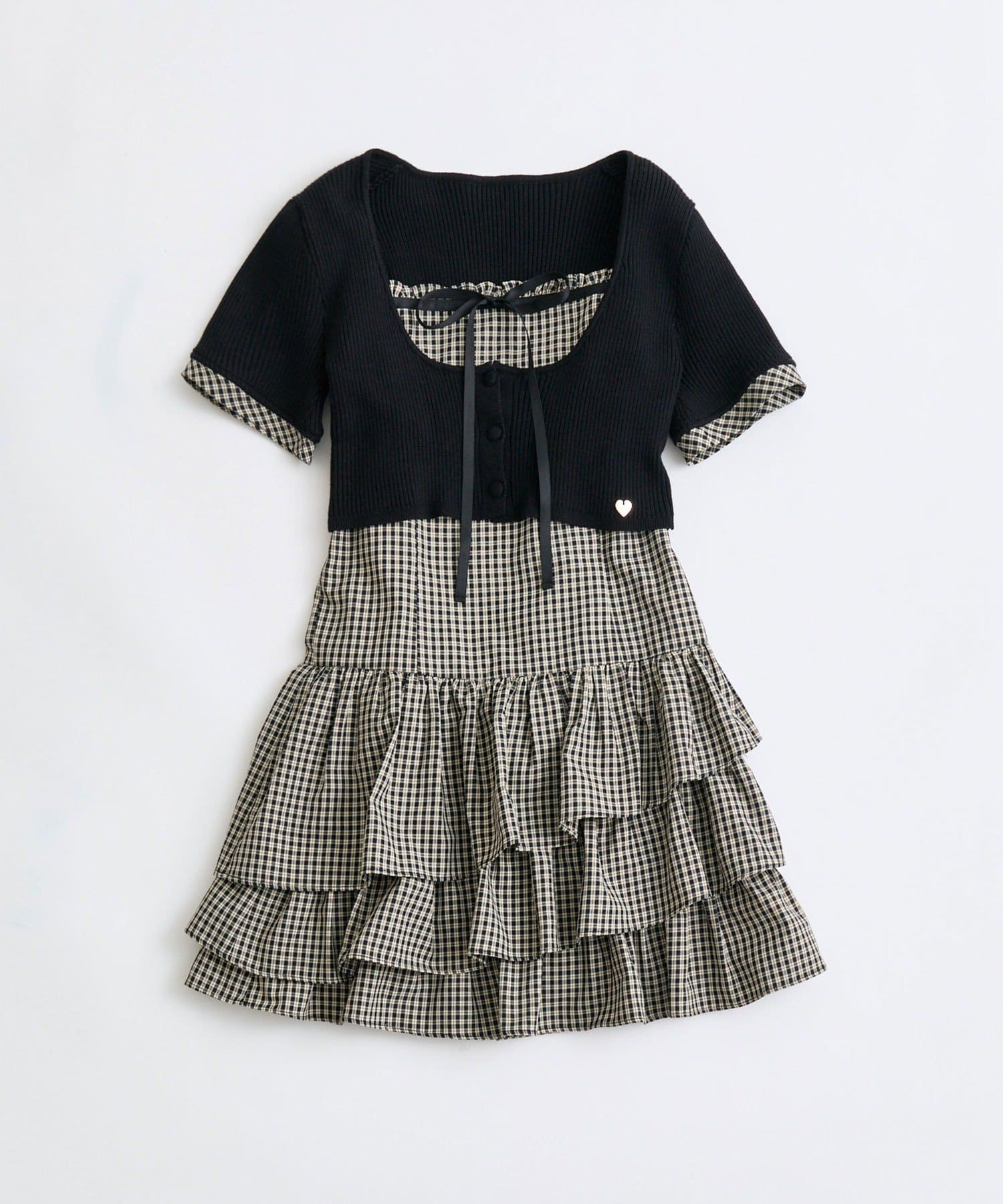 OLIVE des OLIVE(オリーブ デ オリーブ) 半袖カーデとミニワンピのセット