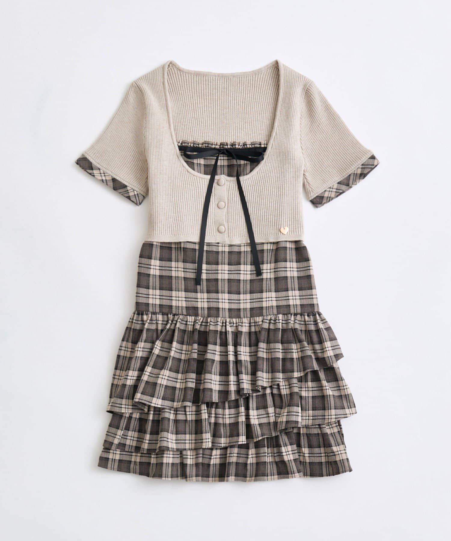 OLIVE des OLIVE(オリーブ デ オリーブ) 半袖カーデとミニワンピのセット