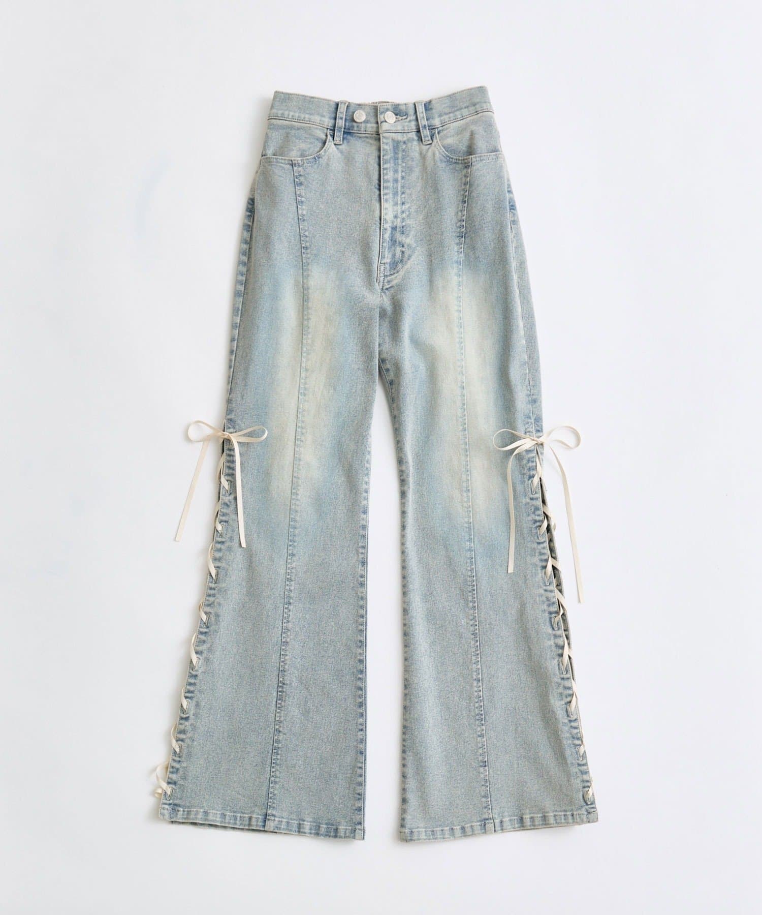 OLIVE des OLIVE(オリーブ デ オリーブ) サイドレースアップストレッチフレアパンツ