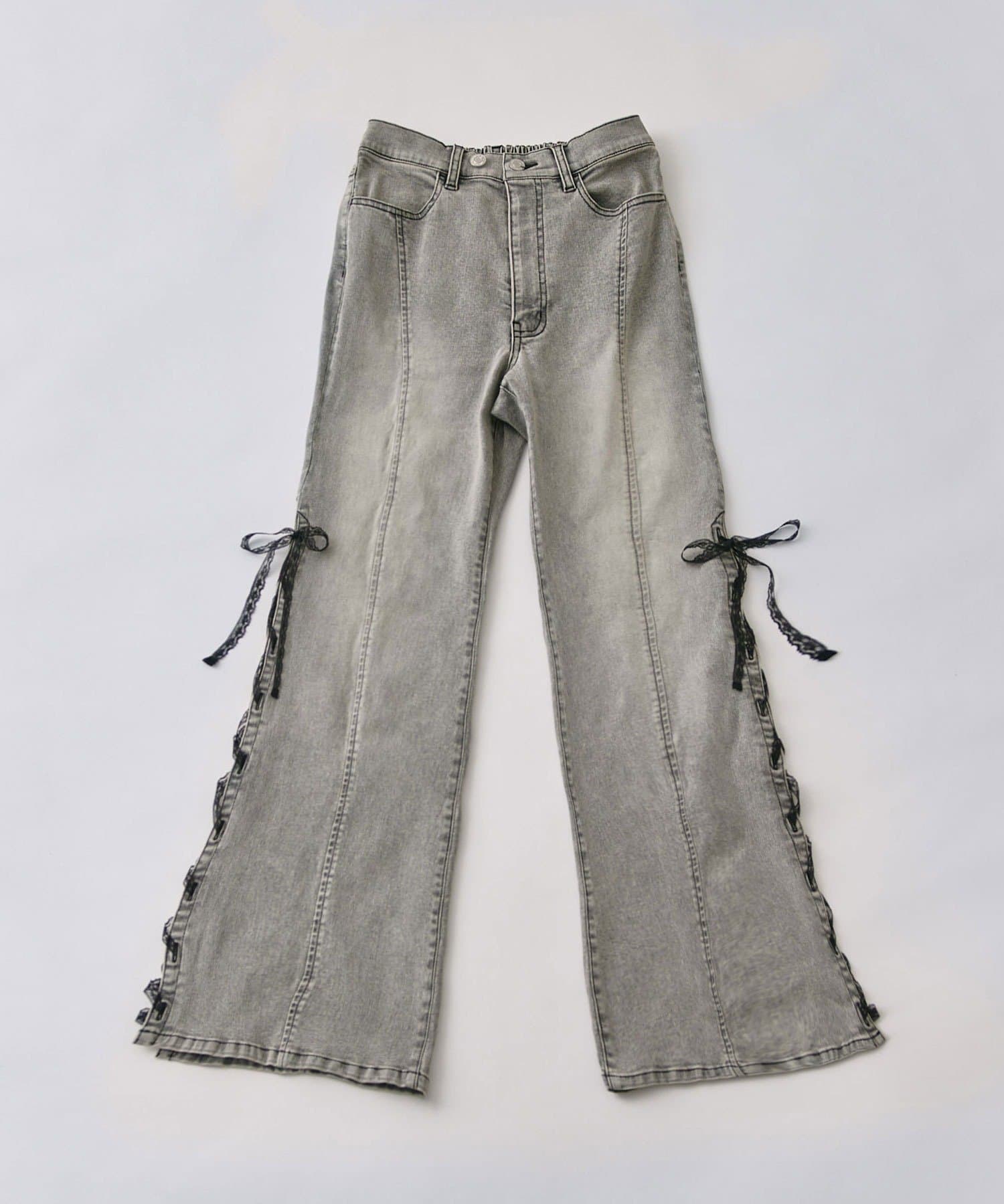 OLIVE des OLIVE(オリーブ デ オリーブ) サイドレースアップストレッチフレアパンツ