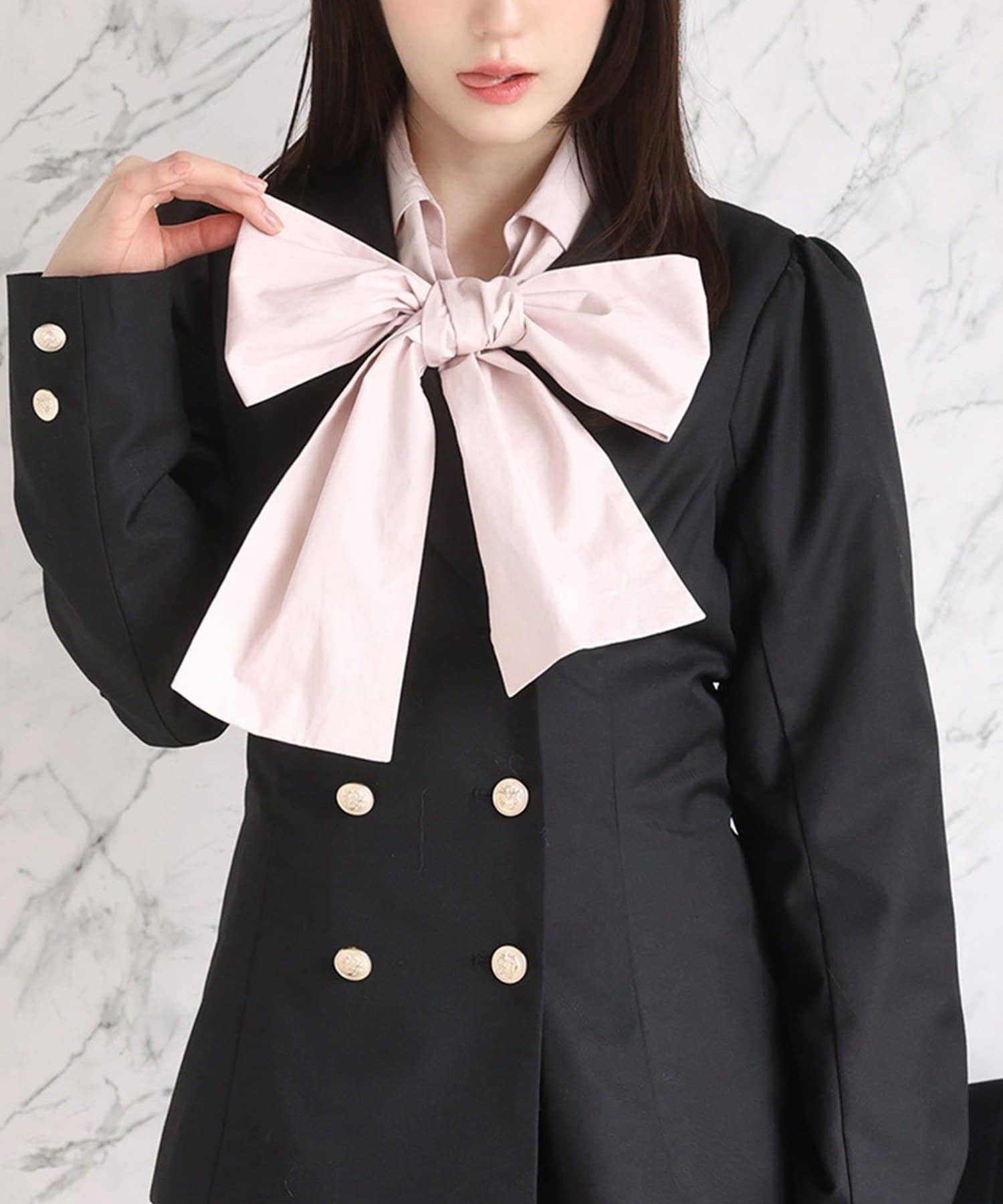 NICE CLAUP / OLIVE des OLIVE OUTLET(ナイスクラップ  / オリーブ デ オリーブ アウトレット) 【one after another】フロントギャザーリボンシャツ