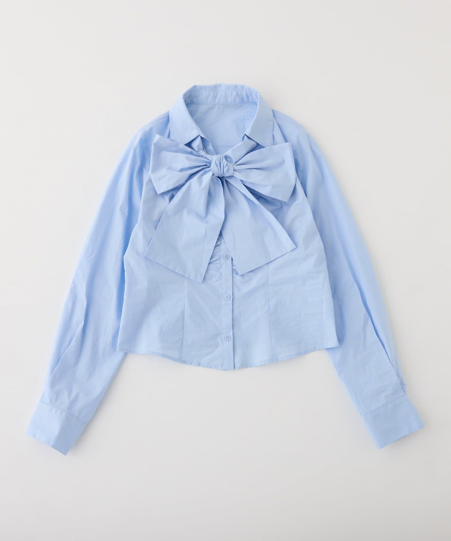 NICE CLAUP / OLIVE des OLIVE OUTLET(ナイスクラップ  / オリーブ デ オリーブ アウトレット) 【one after another】フロントギャザーリボンシャツ