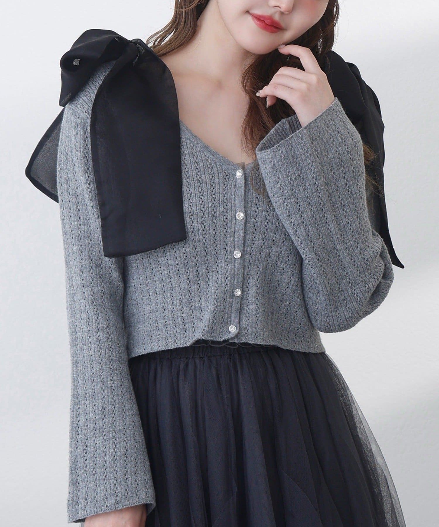 NICE CLAUP / OLIVE des OLIVE OUTLET(ナイスクラップ  / オリーブ デ オリーブ アウトレット) 【one after another】アイレットカーデ