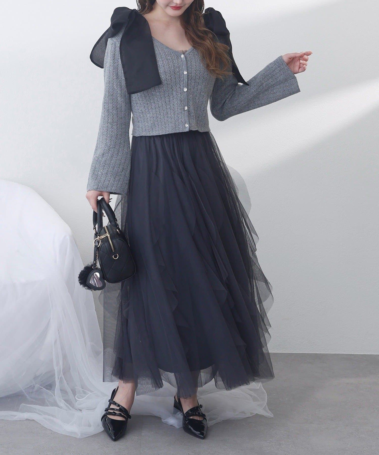 NICE CLAUP / OLIVE des OLIVE OUTLET(ナイスクラップ  / オリーブ デ オリーブ アウトレット) 【one after another】アイレットカーデ