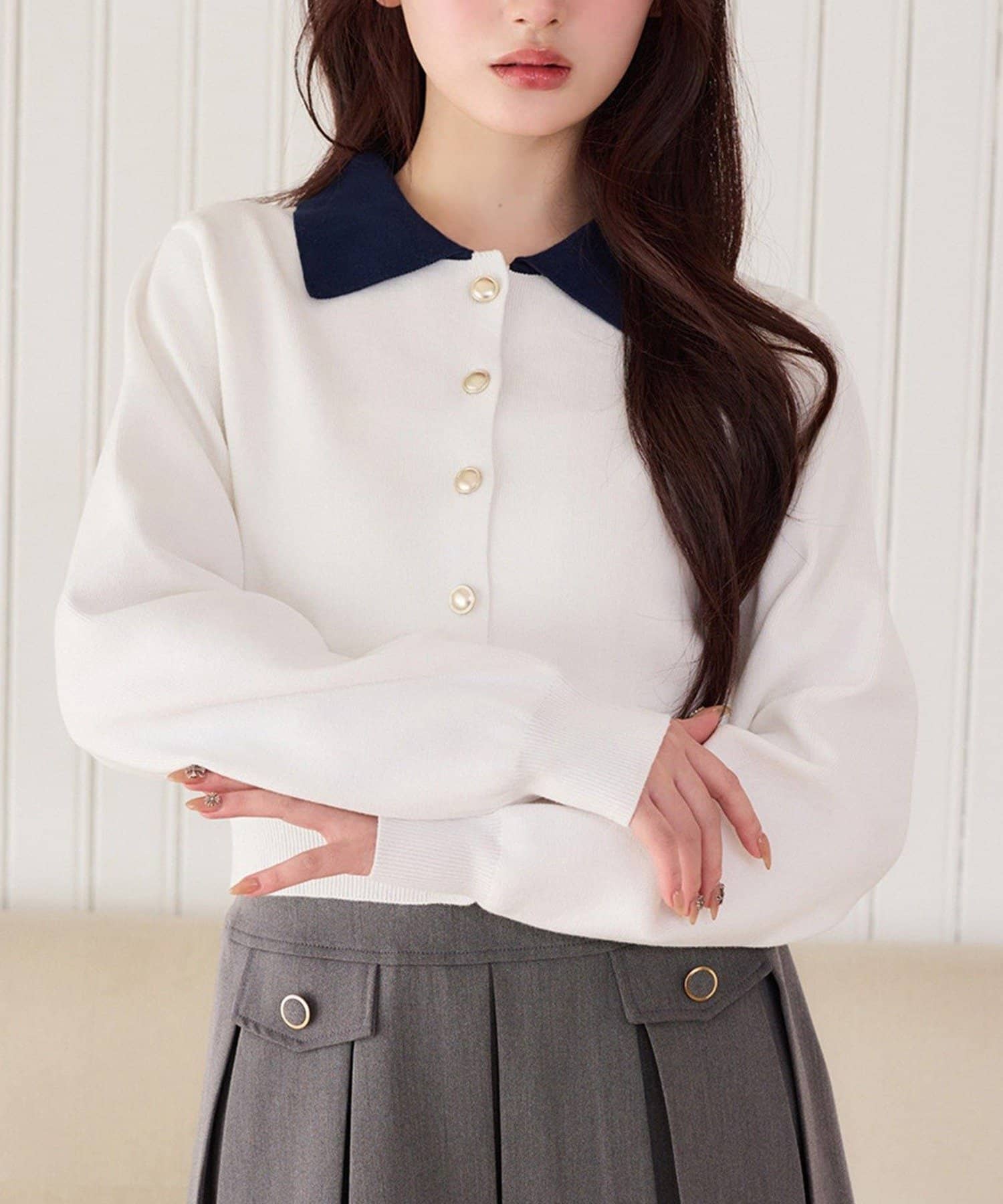 NICE CLAUP / OLIVE des OLIVE OUTLET(ナイスクラップ  / オリーブ デ オリーブ アウトレット) 【one after another】衿付きニット