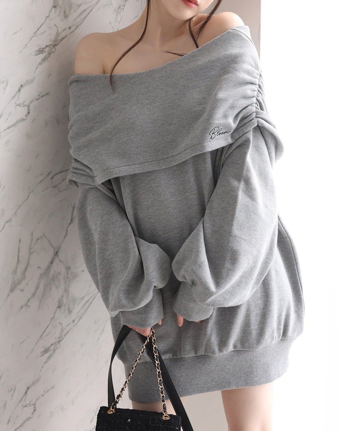 NICE CLAUP / OLIVE des OLIVE OUTLET(ナイスクラップ  / オリーブ デ オリーブ アウトレット) 【one after another】オフショルパーカーワンピ