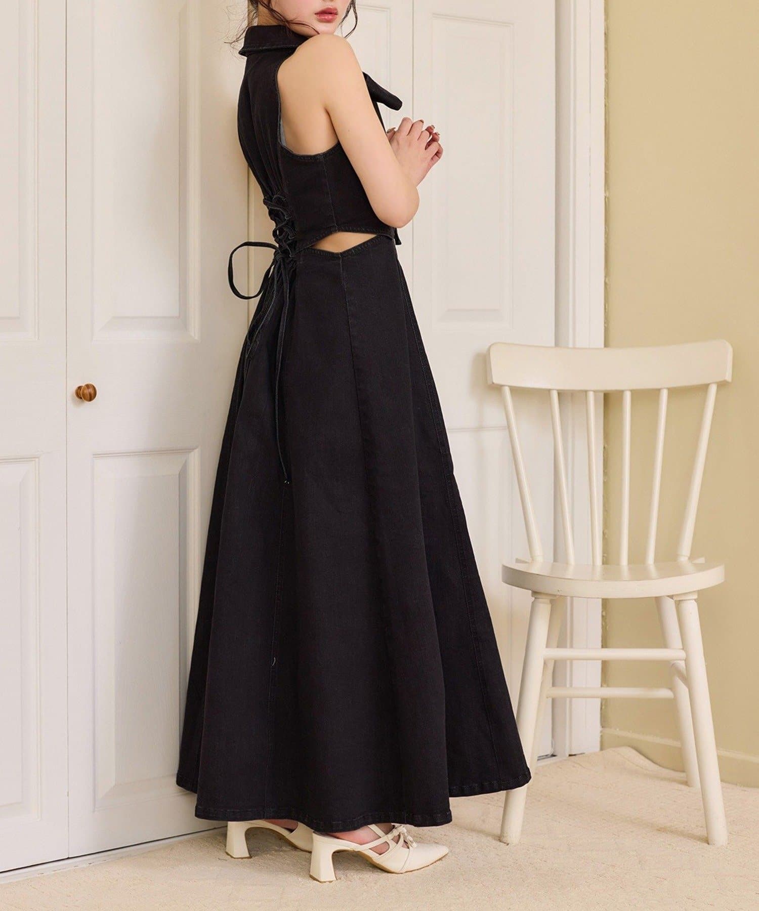 NICE CLAUP / OLIVE des OLIVE OUTLET(ナイスクラップ  / オリーブ デ オリーブ アウトレット) 【one after another】デニムコレロングワンピセット