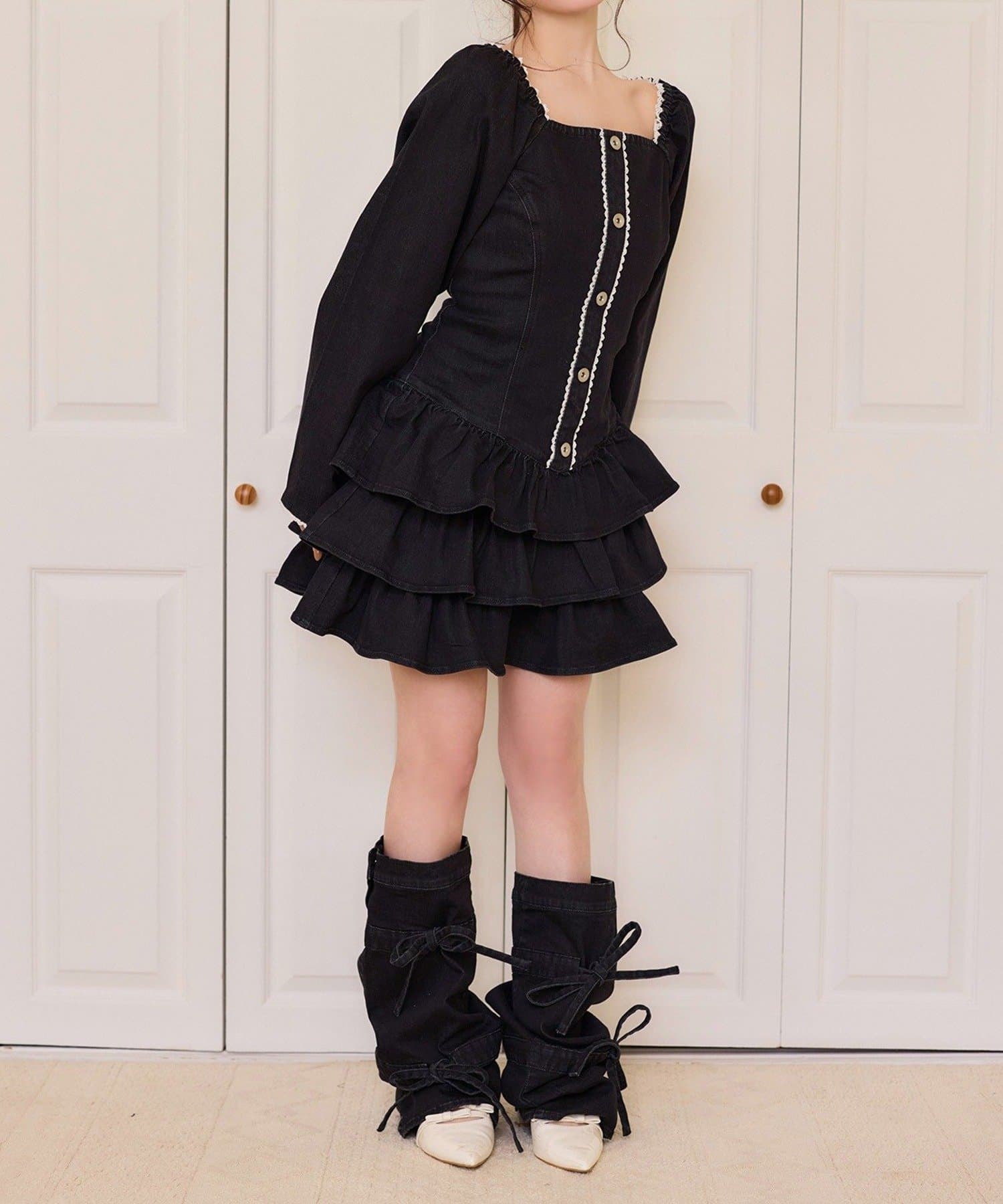 NICE CLAUP / OLIVE des OLIVE OUTLET(ナイスクラップ  / オリーブ デ オリーブ アウトレット) 【one after another】デニムコレミニワンピ