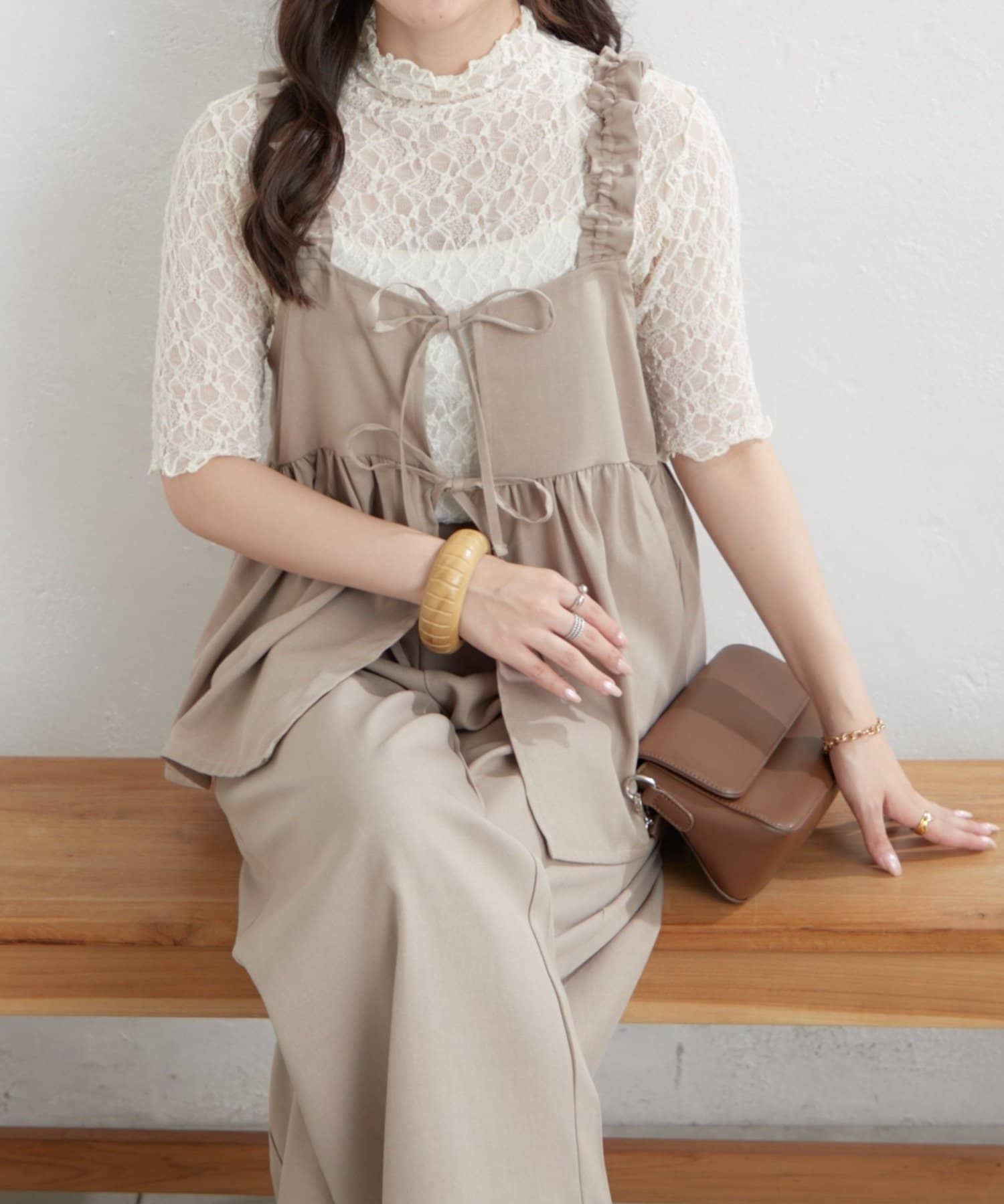 Remind me and forever(リマインドミーアンドフォーエバー) 【2枚SET】前リボンビスチェセットアップ