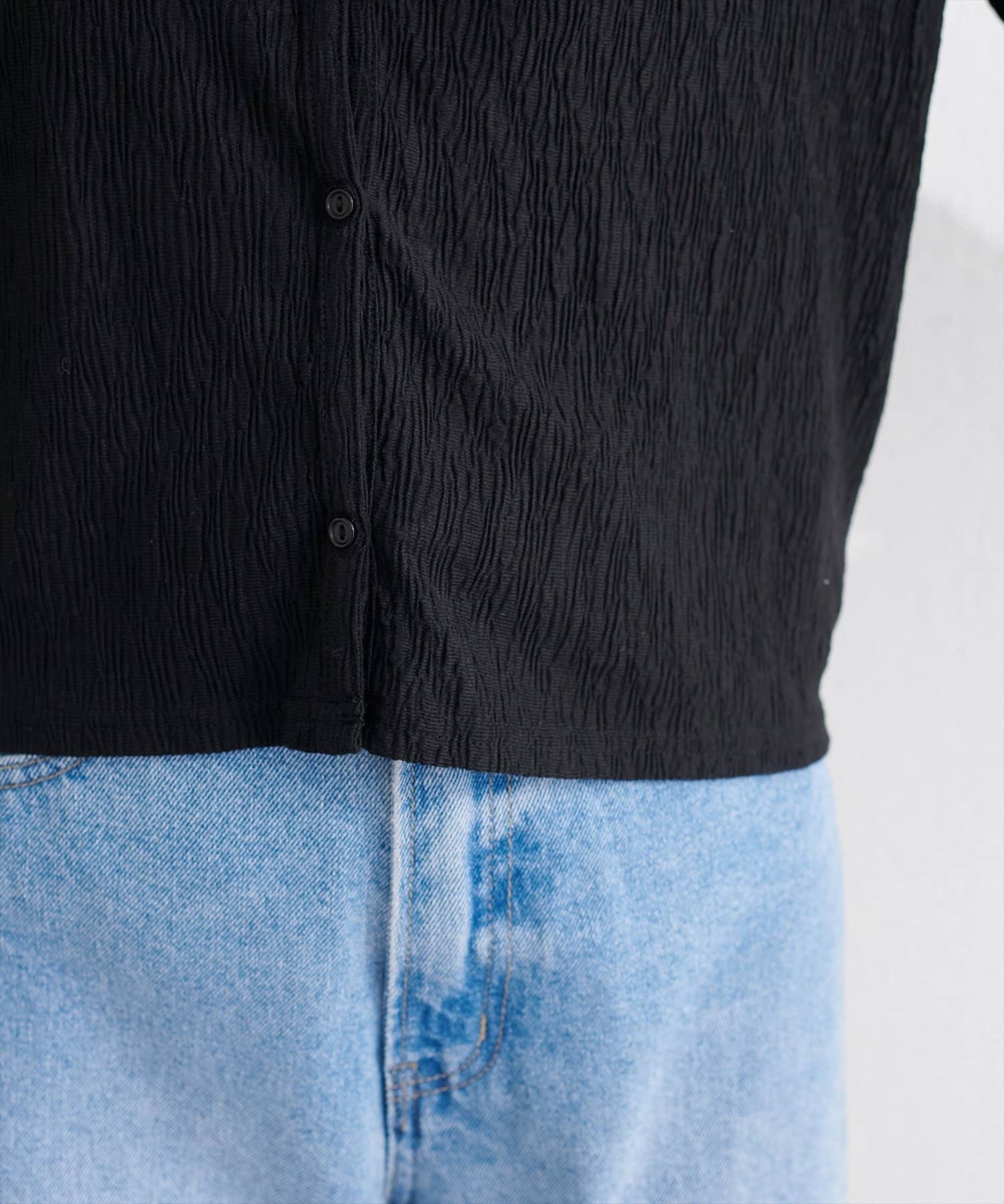 NICE CLAUP / OLIVE des OLIVE OUTLET(ナイスクラップ  / オリーブ デ オリーブ アウトレット) 【natural couture】ランダムクレープカットソー２ＷＡＹカーデ