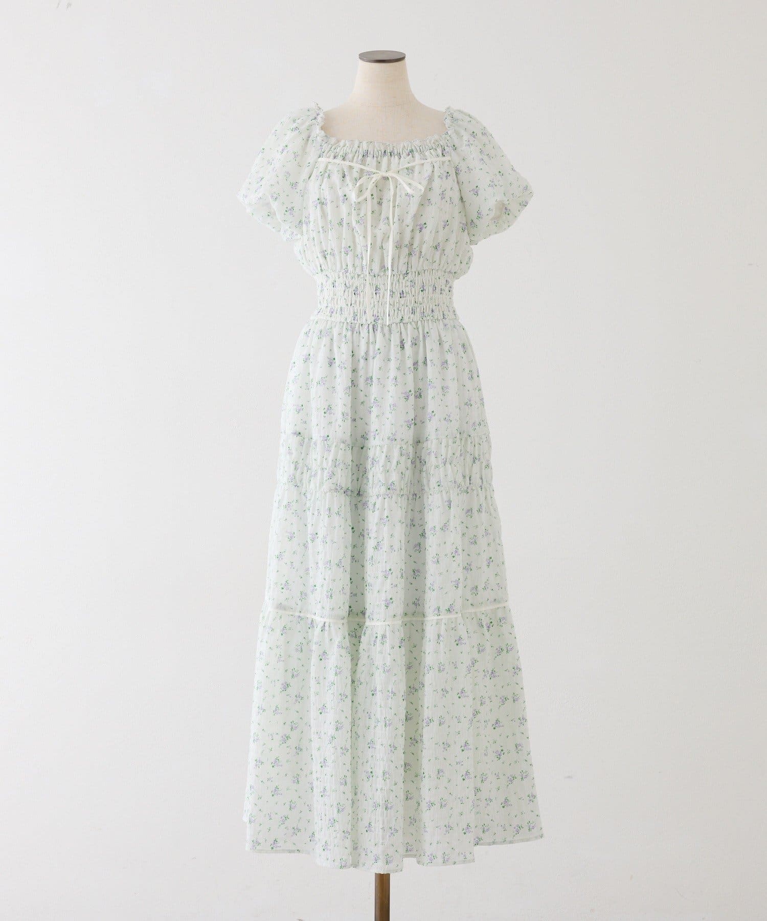 one after another NICE CLAUP(ワンアフターアナザー ナイスクラップ) ウエストシャーリングロングワンピース