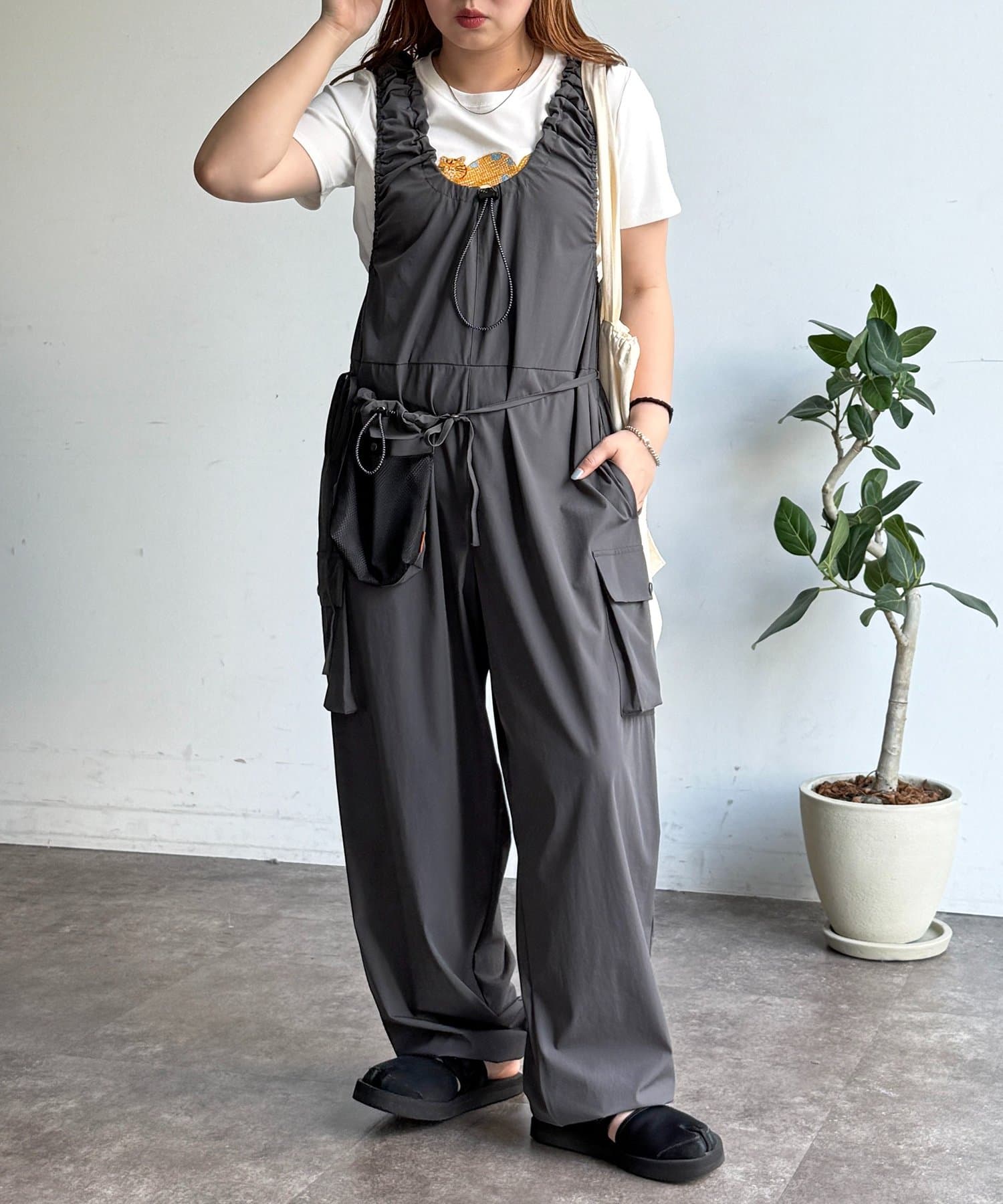 CPCM(シーピーシーエム) ストレッチナイロンパッカブルサロペ