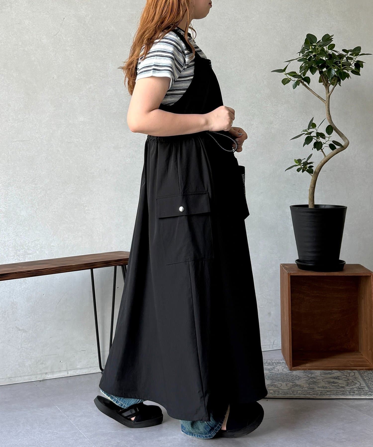 CPCM(シーピーシーエム) ストレッチナイロンパッカブルジップワンピース
