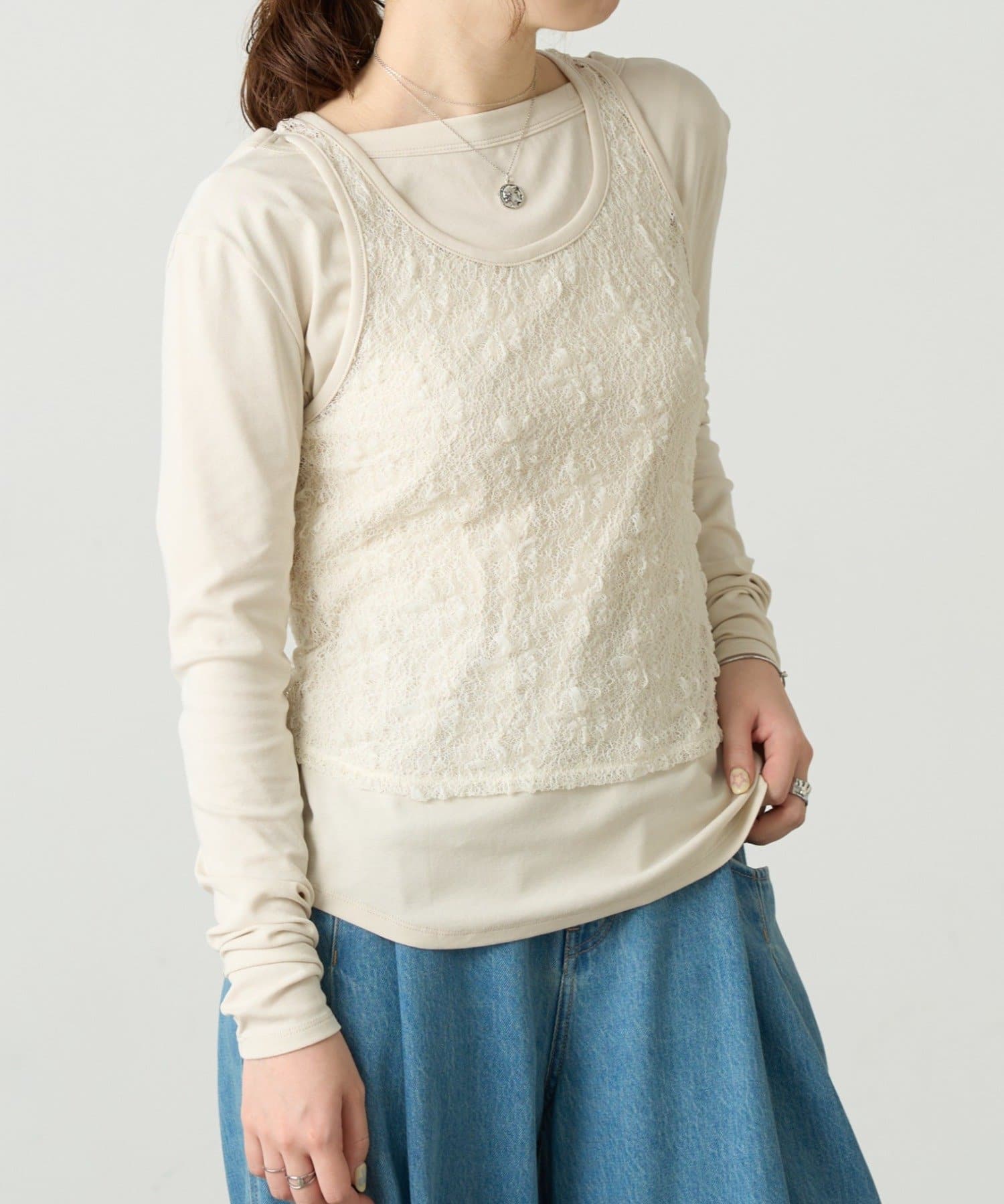BEARDSLEY(ビアズリー) レースタンクレイヤーロンTee《FRIPIER》