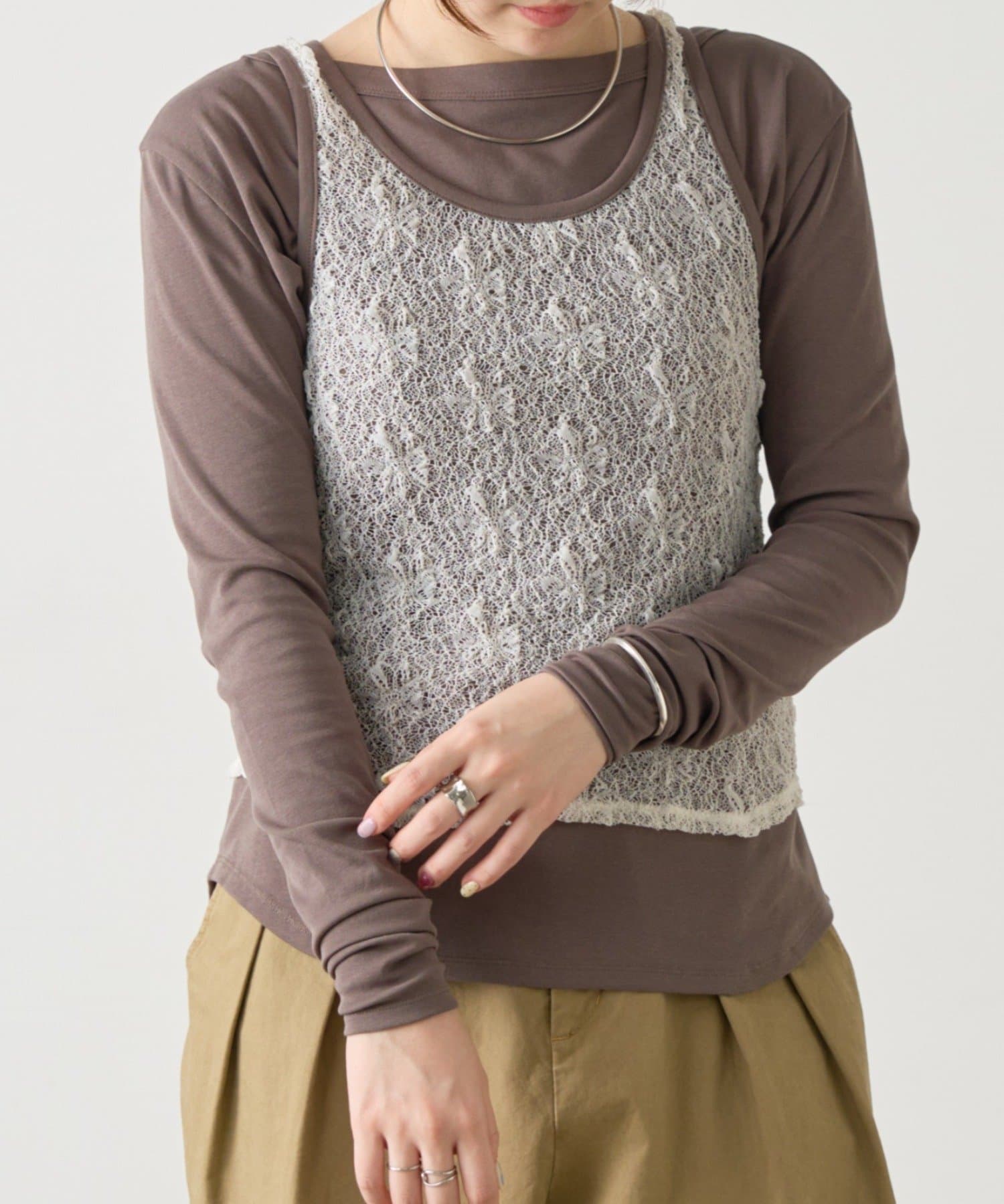 BEARDSLEY(ビアズリー) 《4/21(火)12時予約開始》レースタンクレイヤーロンTee《FRIPIER》